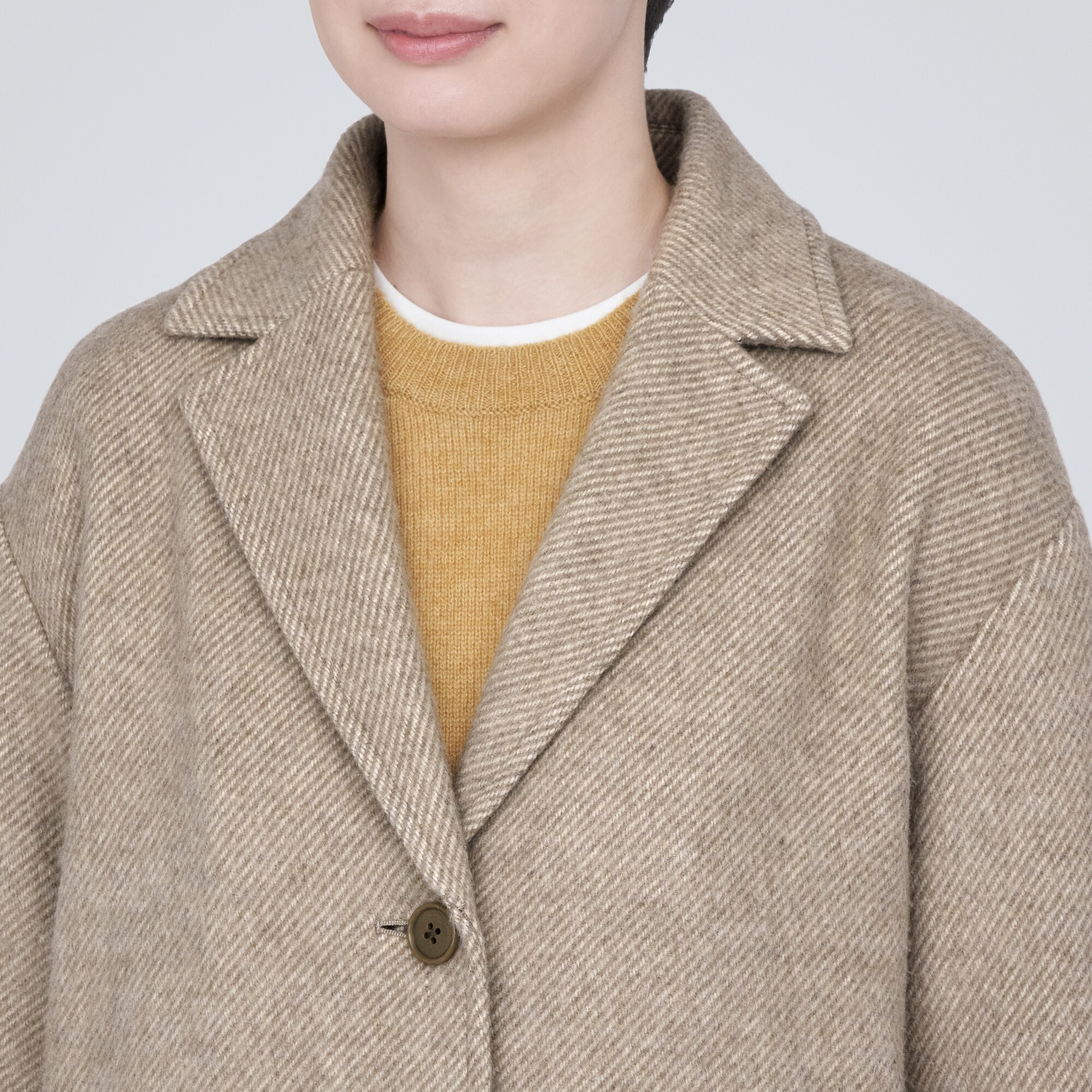 再生ウール混チェスターコート（ライトベージュ）