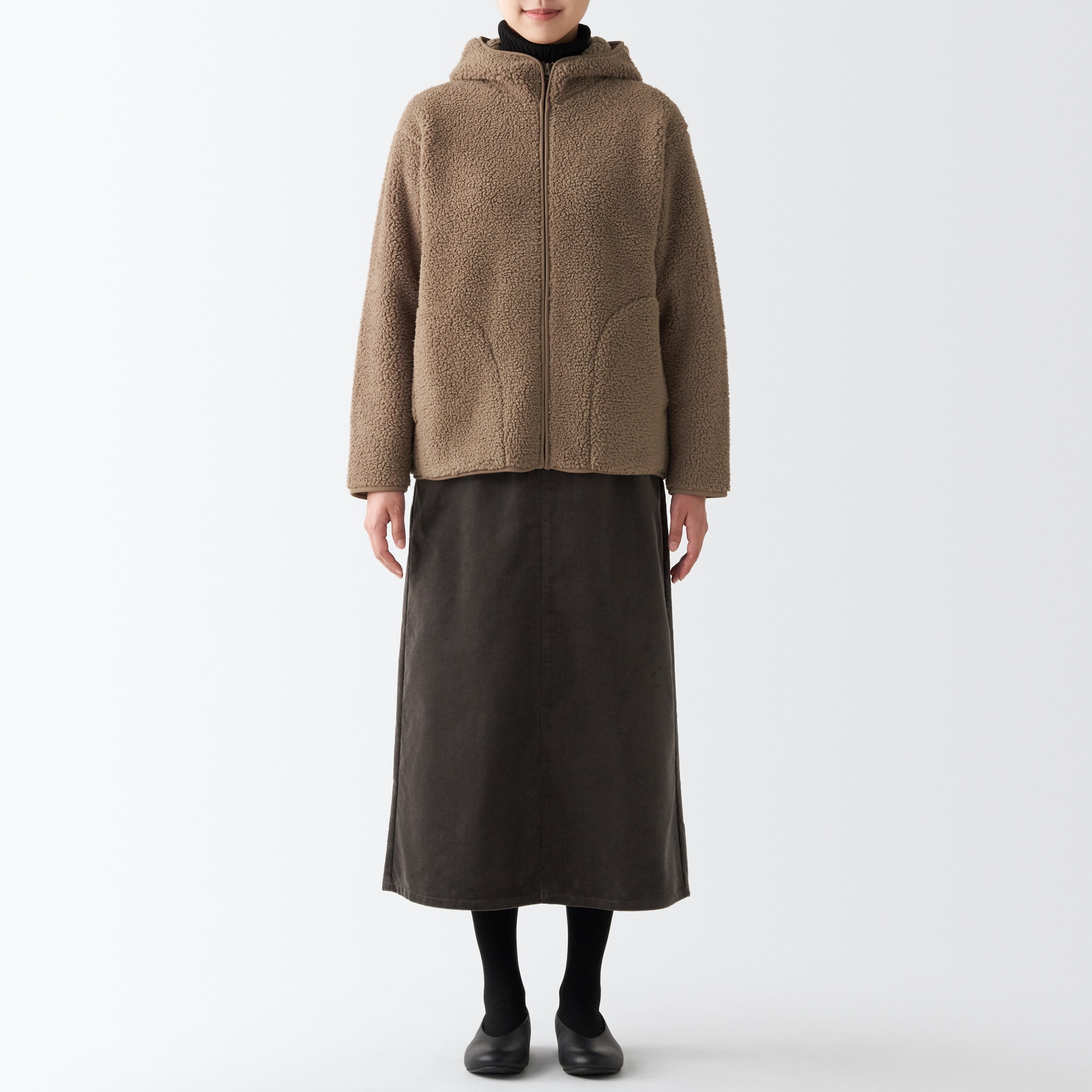 再生ポリエステルボアフリースパーカー