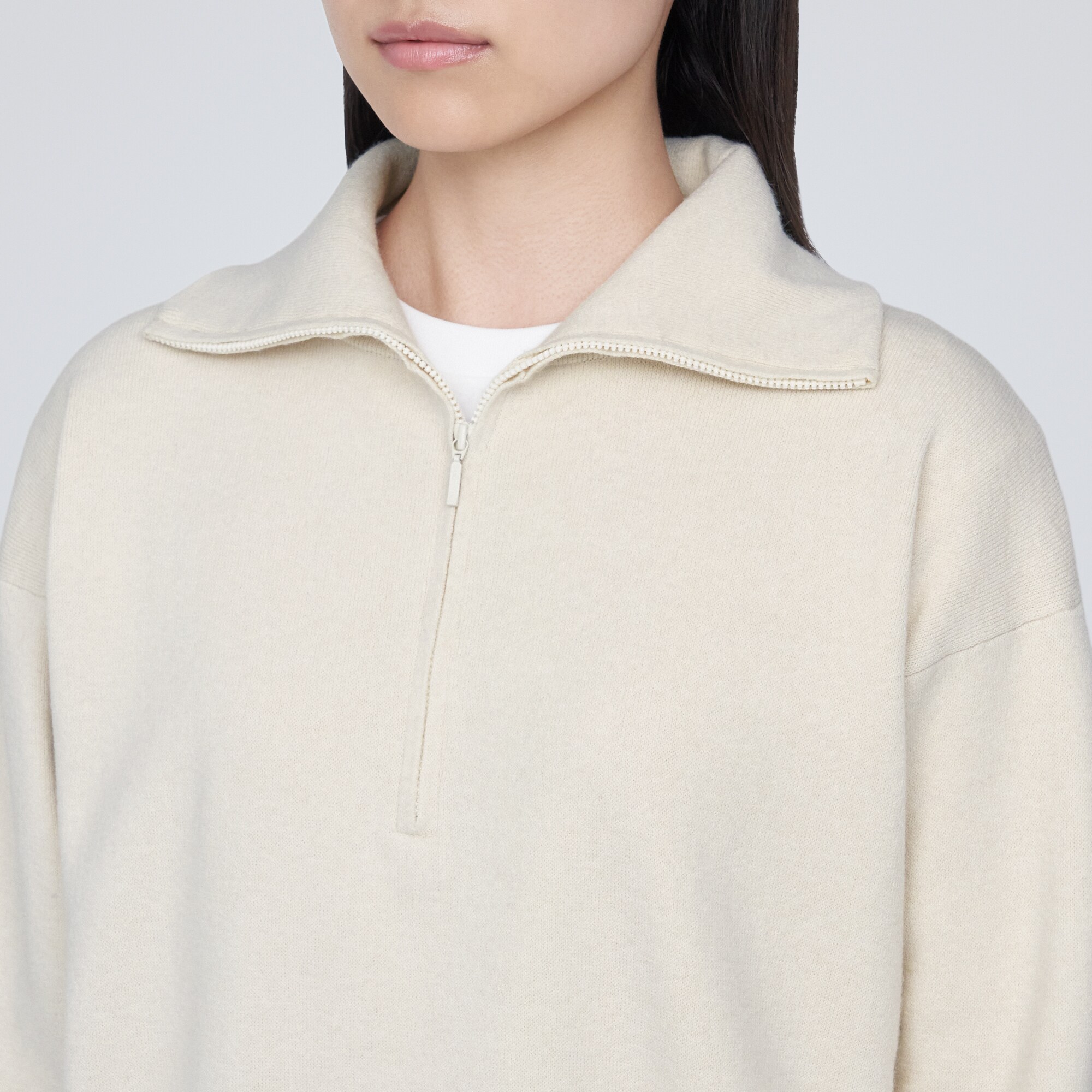 洗えるミラノリブ編みハーフジップセーター（婦人）