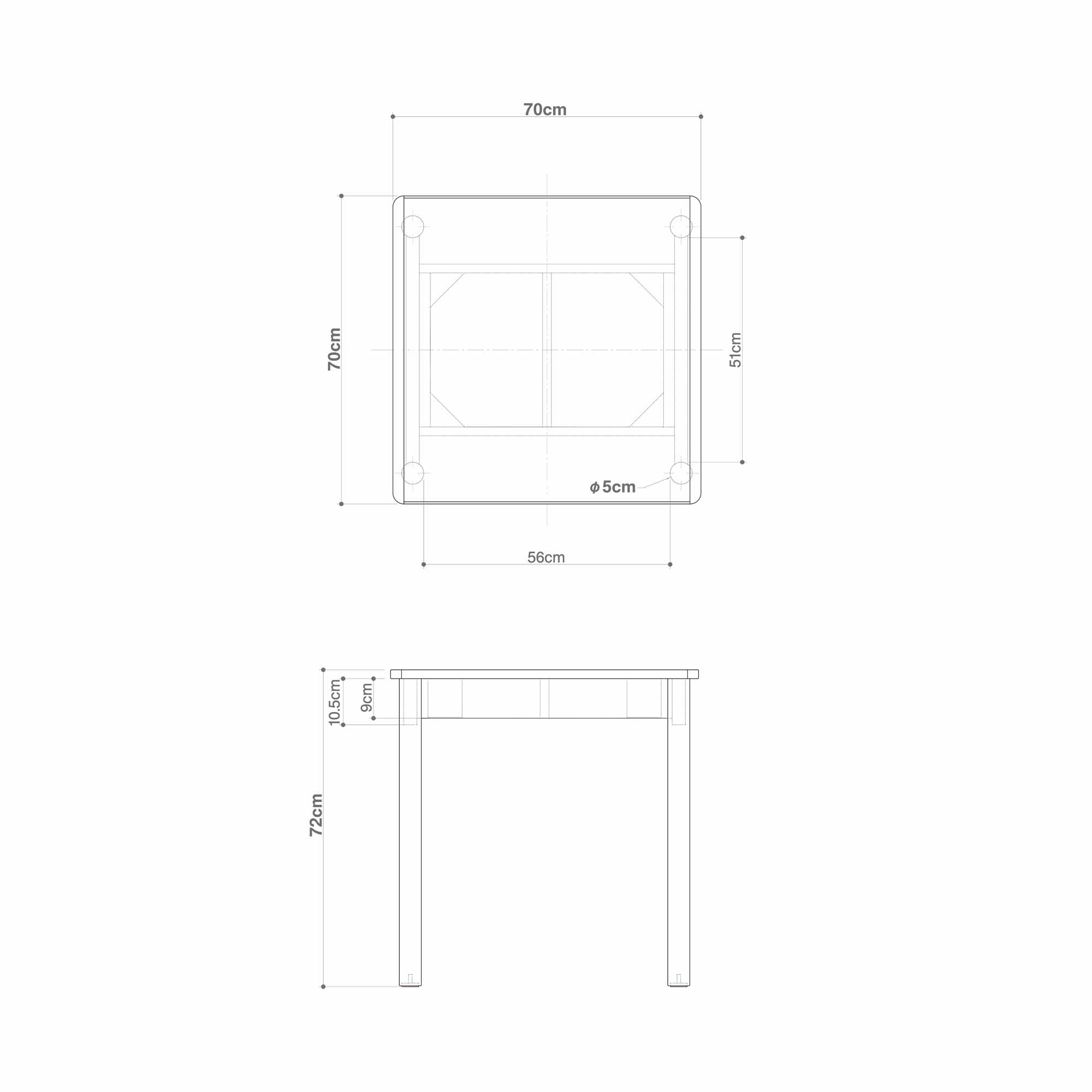 木製テーブル　７０×７０ｃｍ