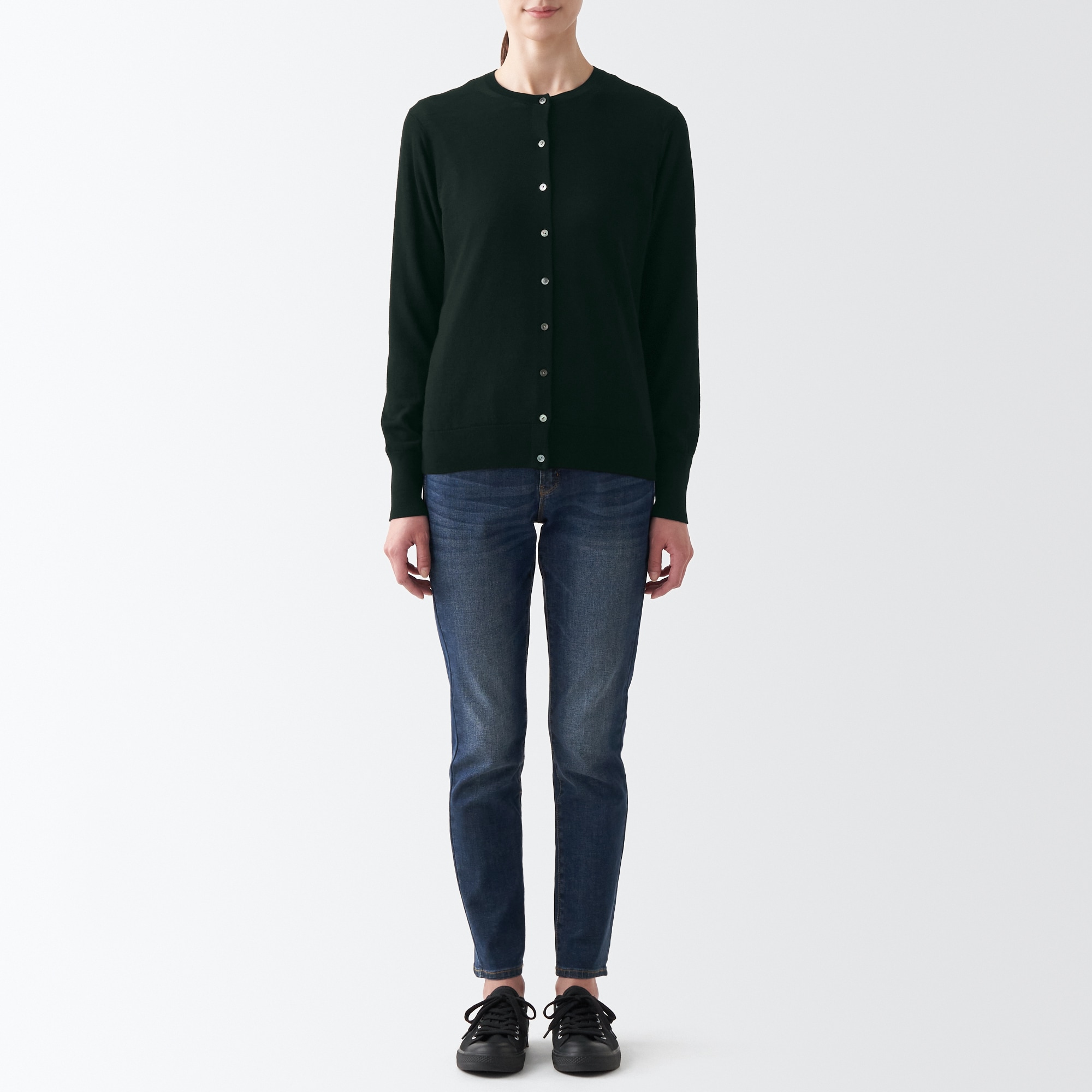 メリノウールクルーネックカーディガン