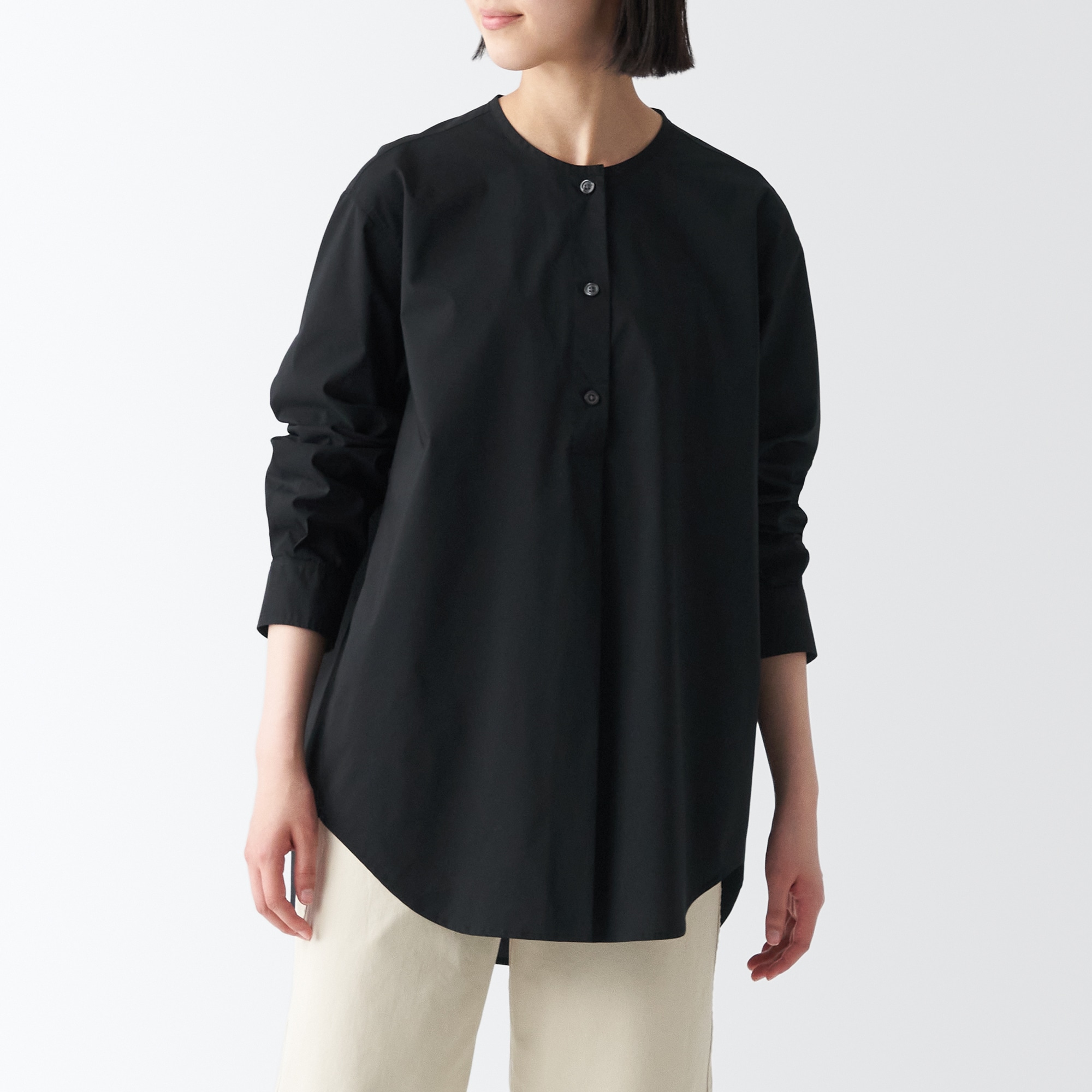 乾きやすいブロード長袖チュニック