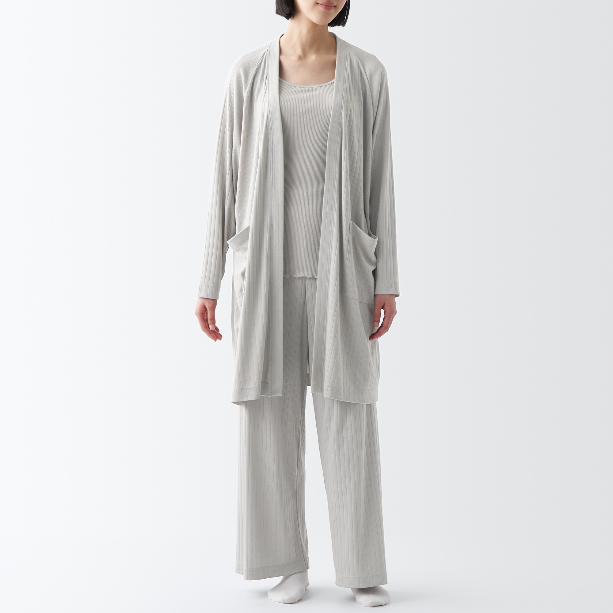 ワイドリブ　ロングカーディガン