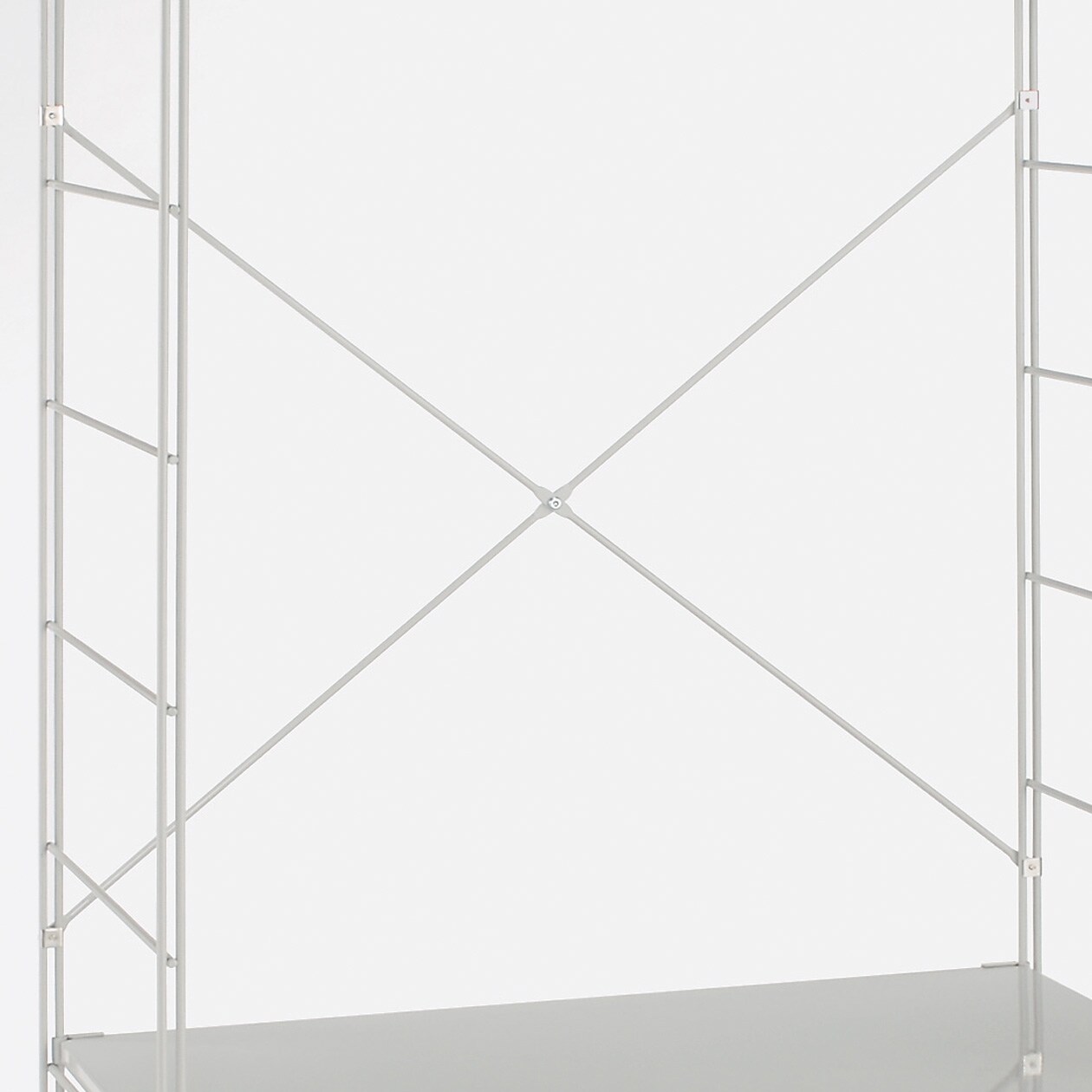 スチールユニットシェルフ・スチールクロスバー・小・グレー　幅４２～５６ｃｍタイプ用