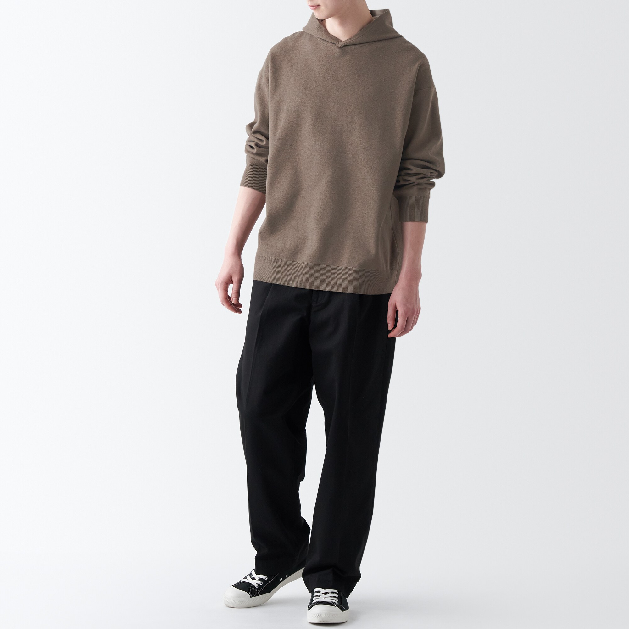 洗えるミラノリブ編みワイドプルパーカ（紳士）