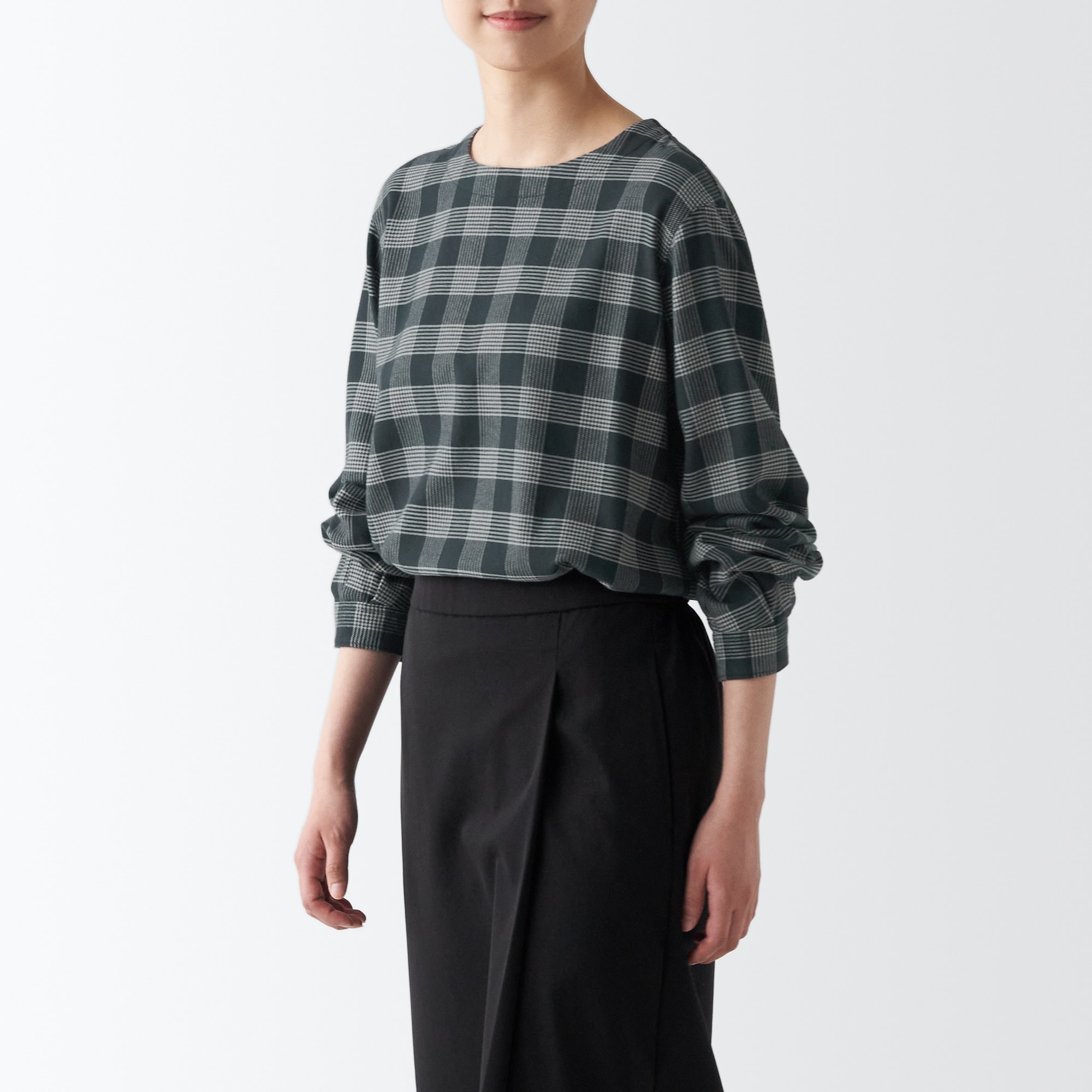 両面起毛フランネル長袖ブラウス