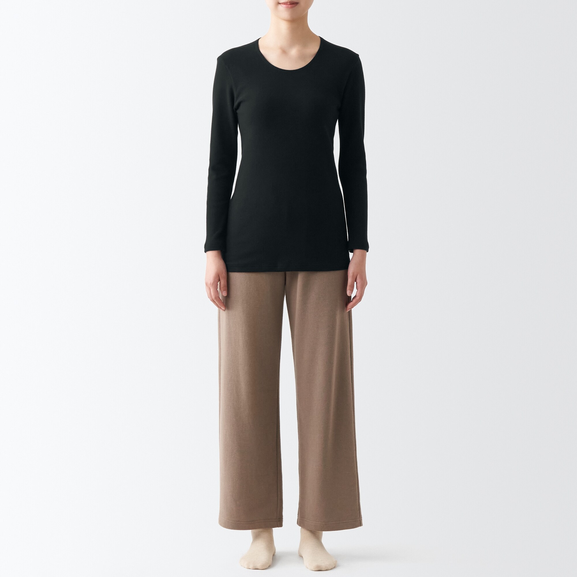 あったか綿　厚手　Ｕネック八分袖Ｔシャツ