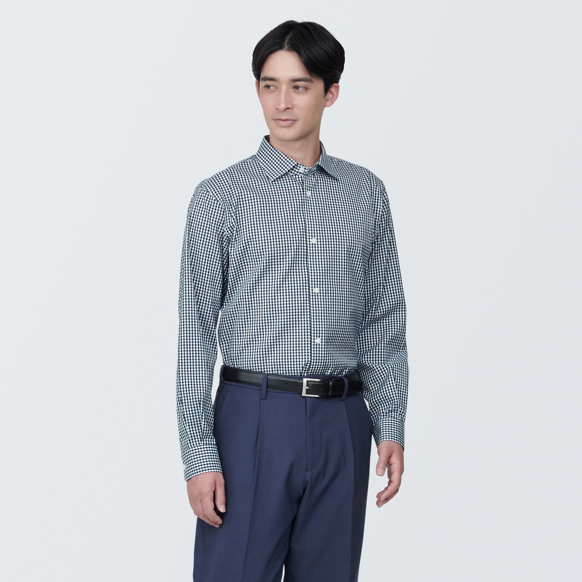 紳士　ノンアイロンセミワイドカラー長袖シャツ