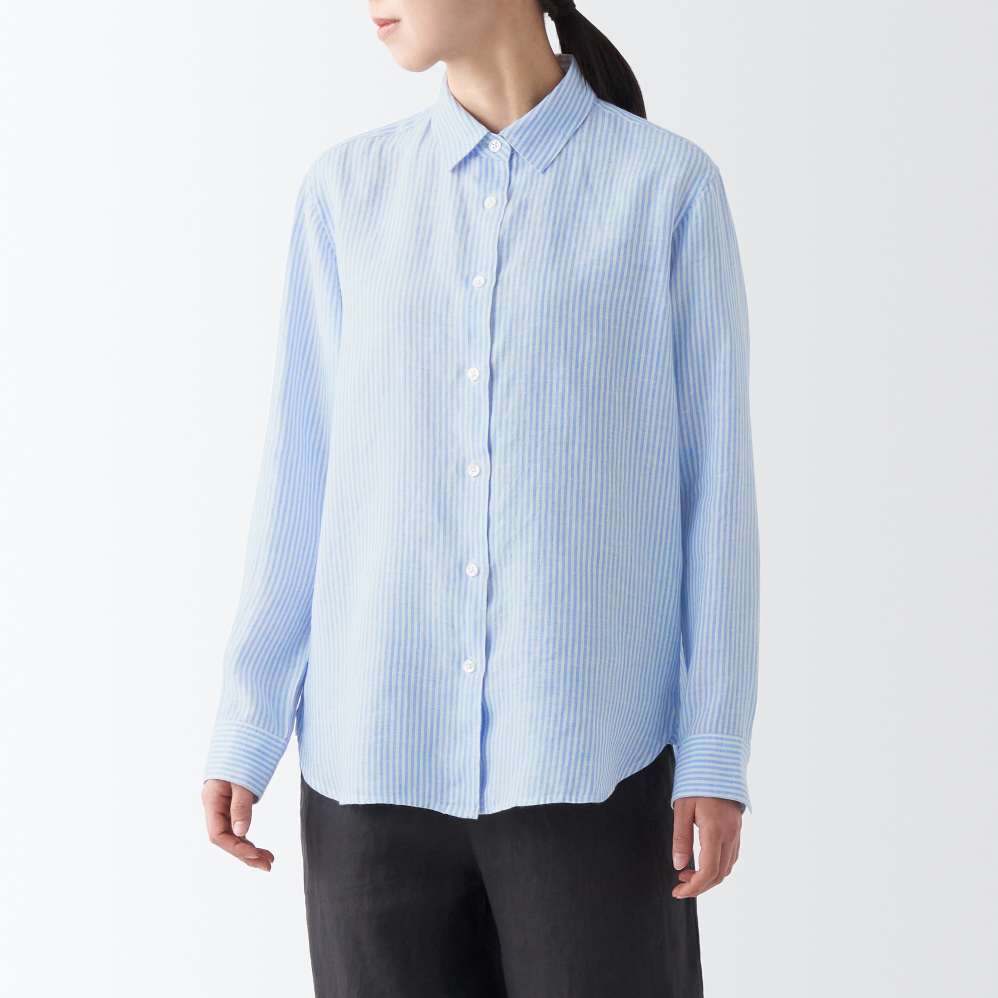 ヘンプ洗いざらしレギュラーカラー長袖シャツ