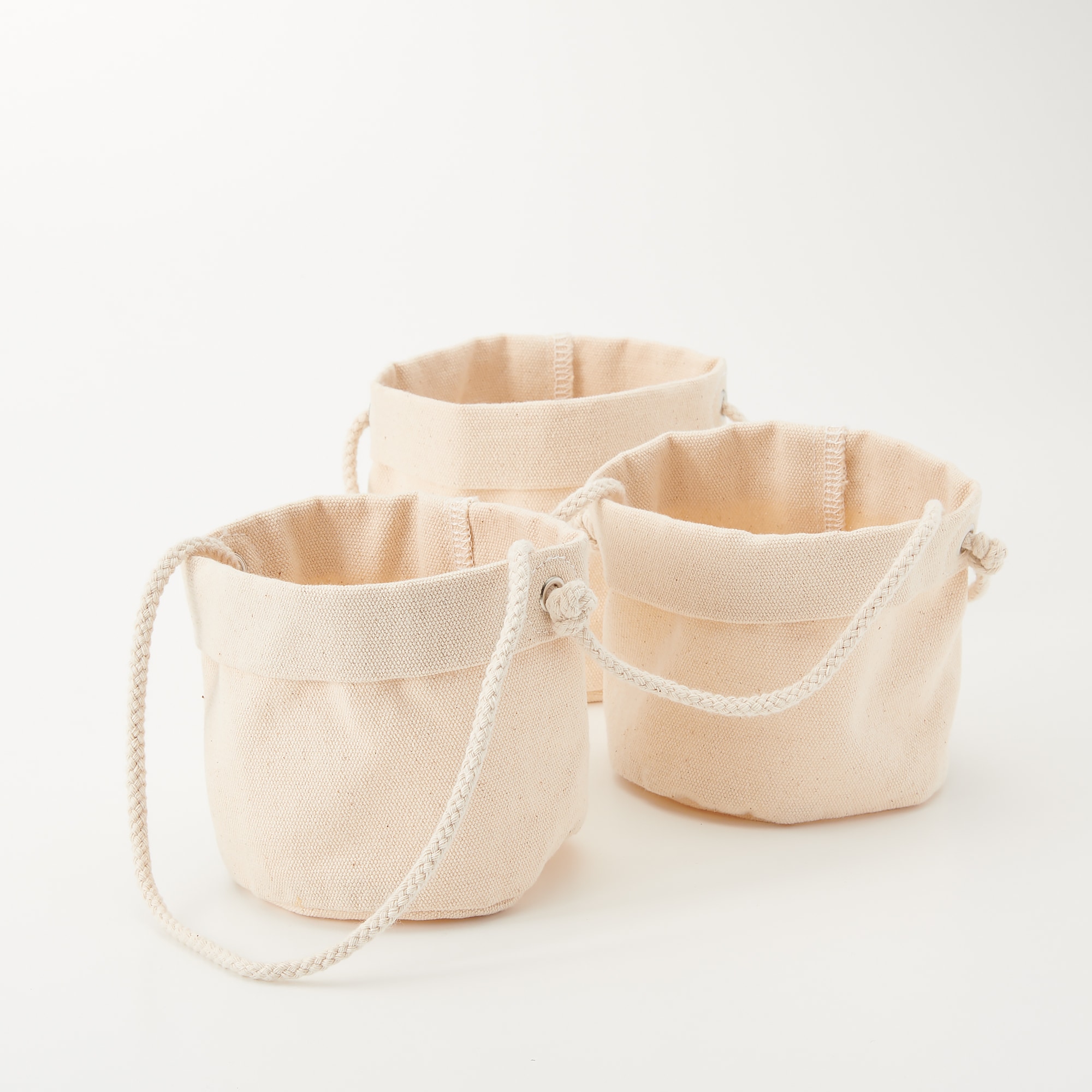 吊りさげるプランターカバー　３連・帆布