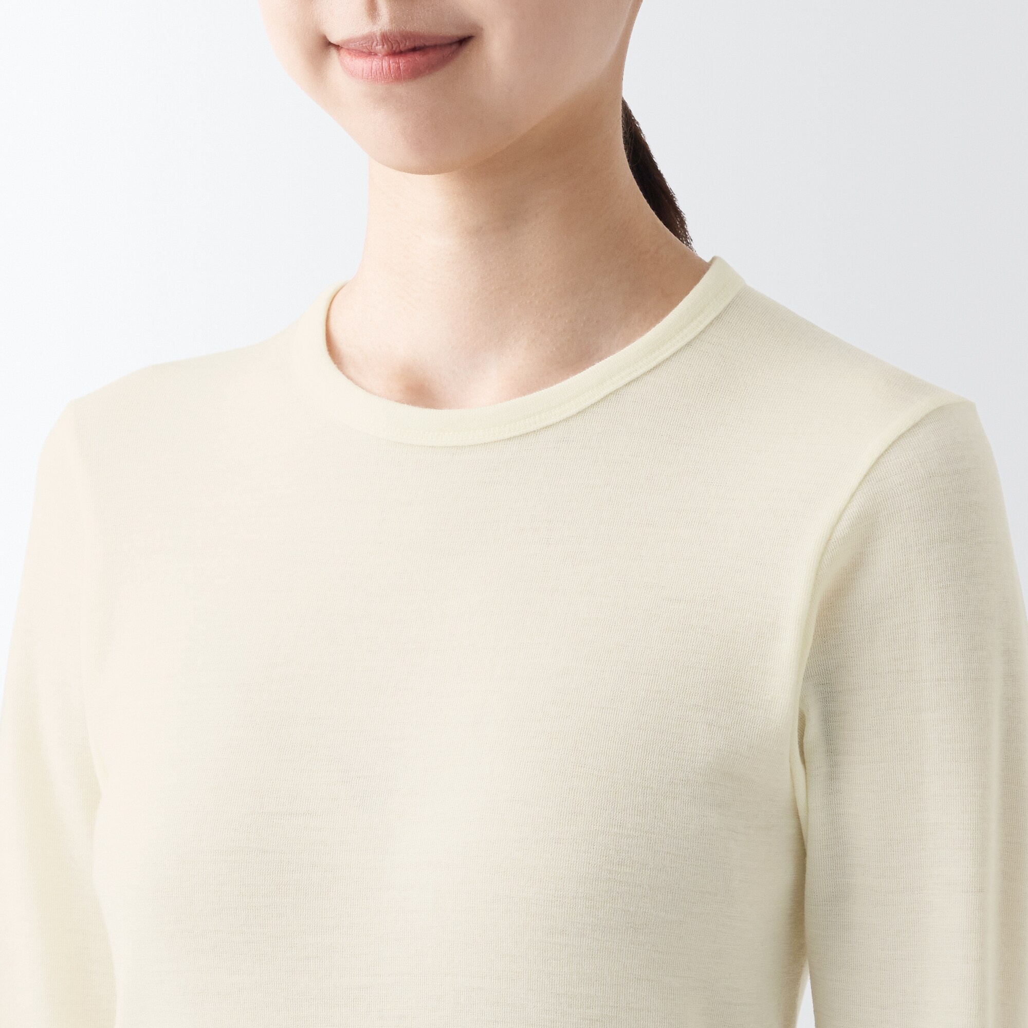 ウールクルーネック長袖Ｔシャツ