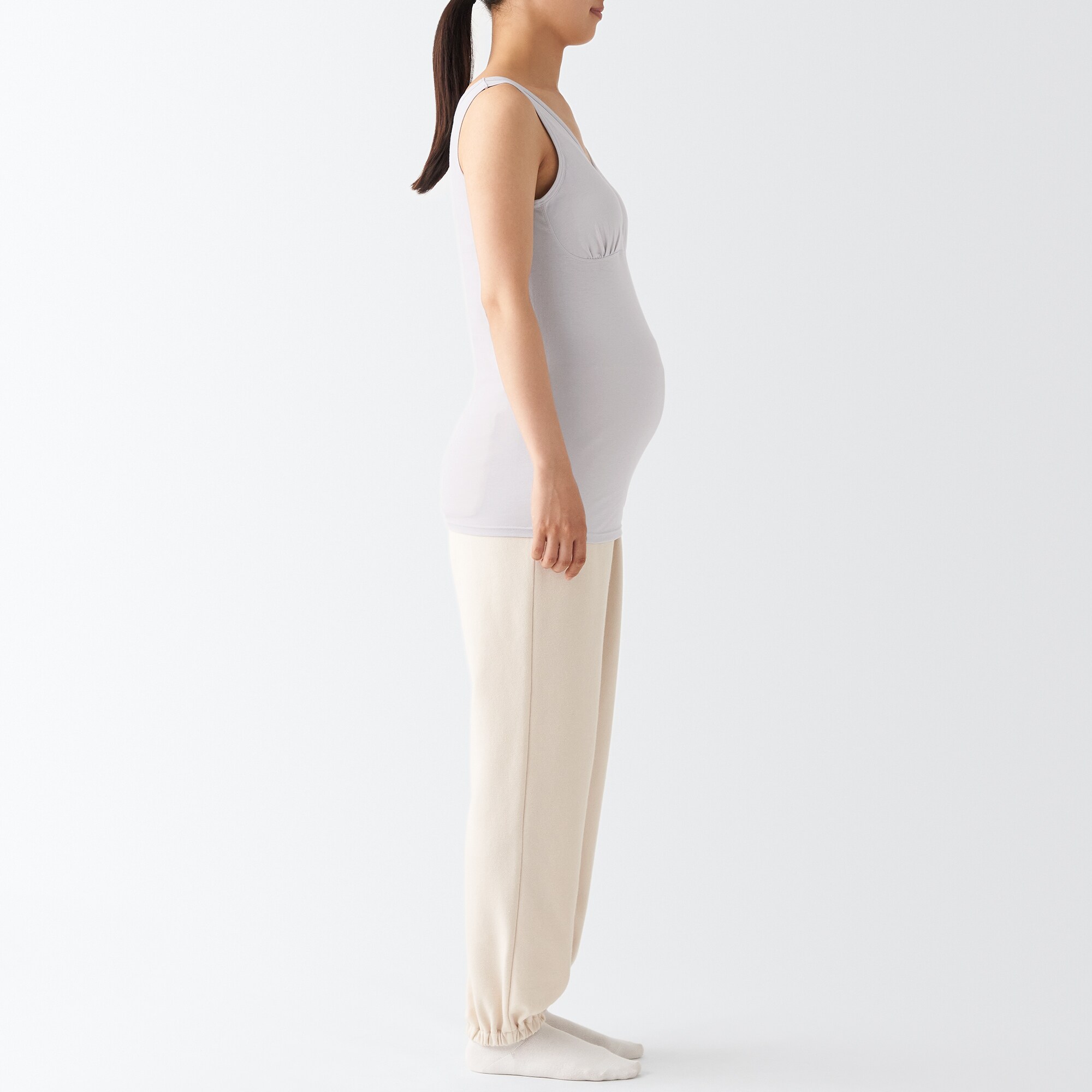 シルク混　授乳に便利なカップ入りタンクトップ（マタニティ）