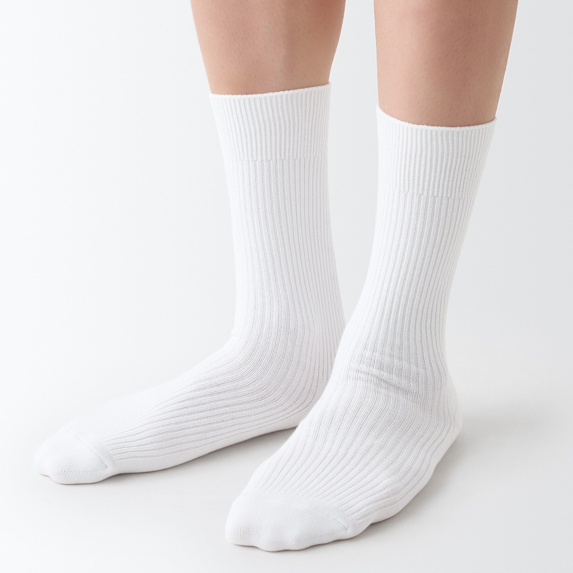 足なり直角　サイズを選ばない　３足組リブ編み靴下