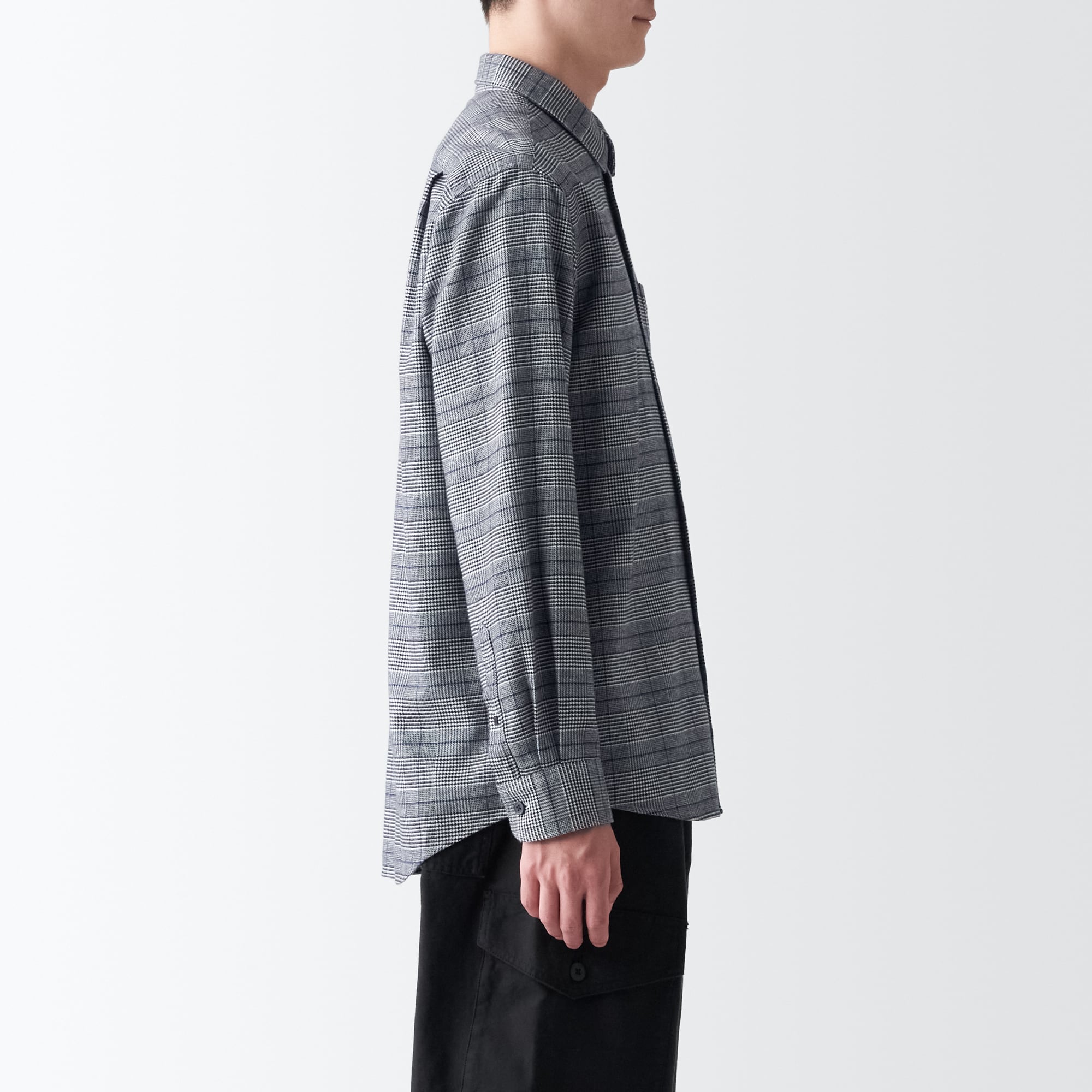 両面起毛フランネル長袖シャツ