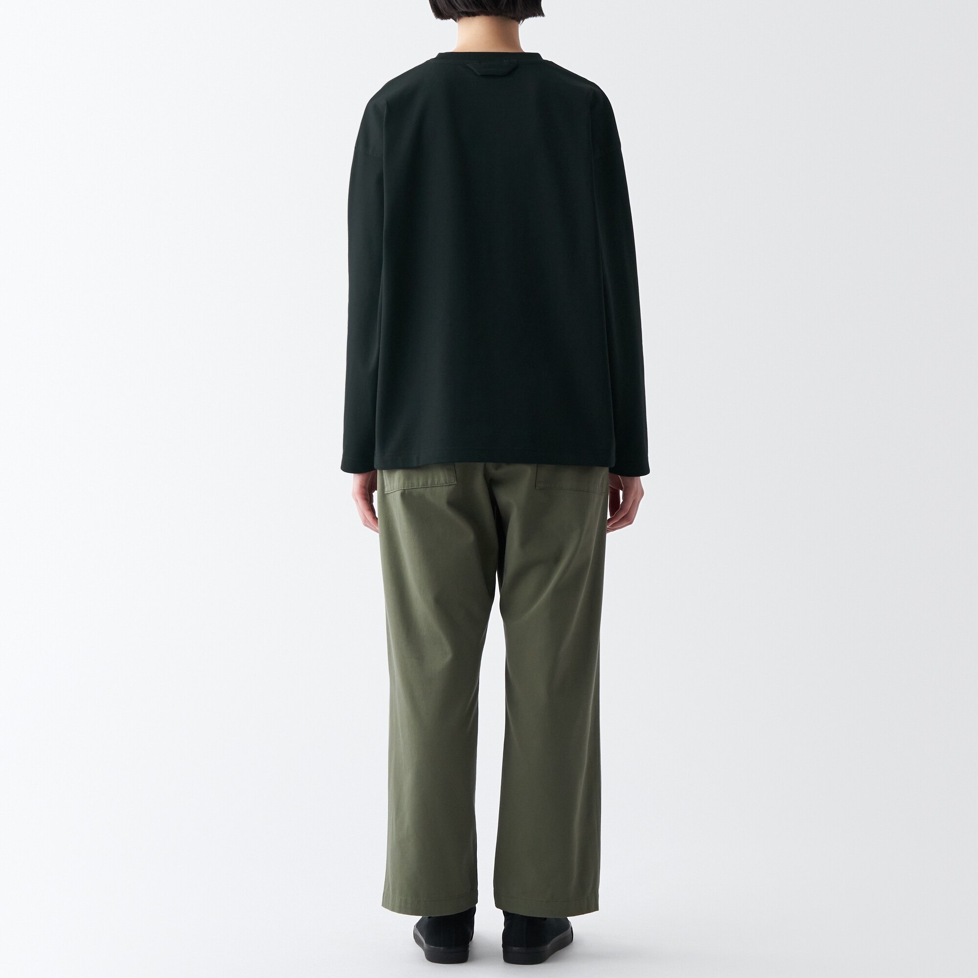 天竺編みクルーネック長袖Ｔシャツ