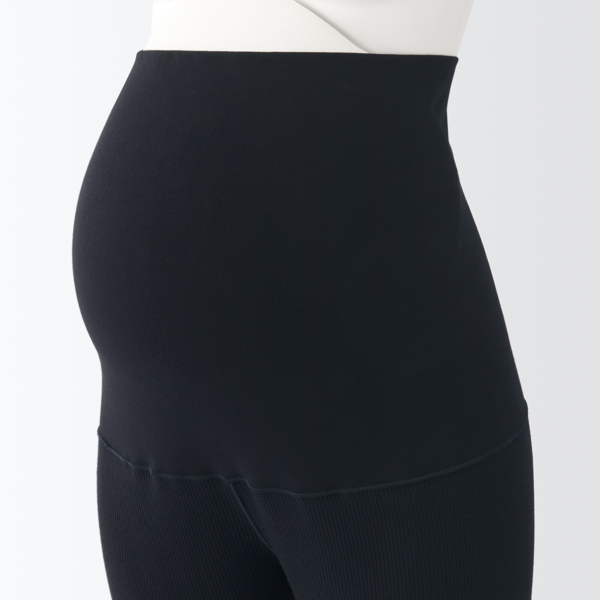 ストレッチリブ編み　腹巻つきレギンス（十分丈）