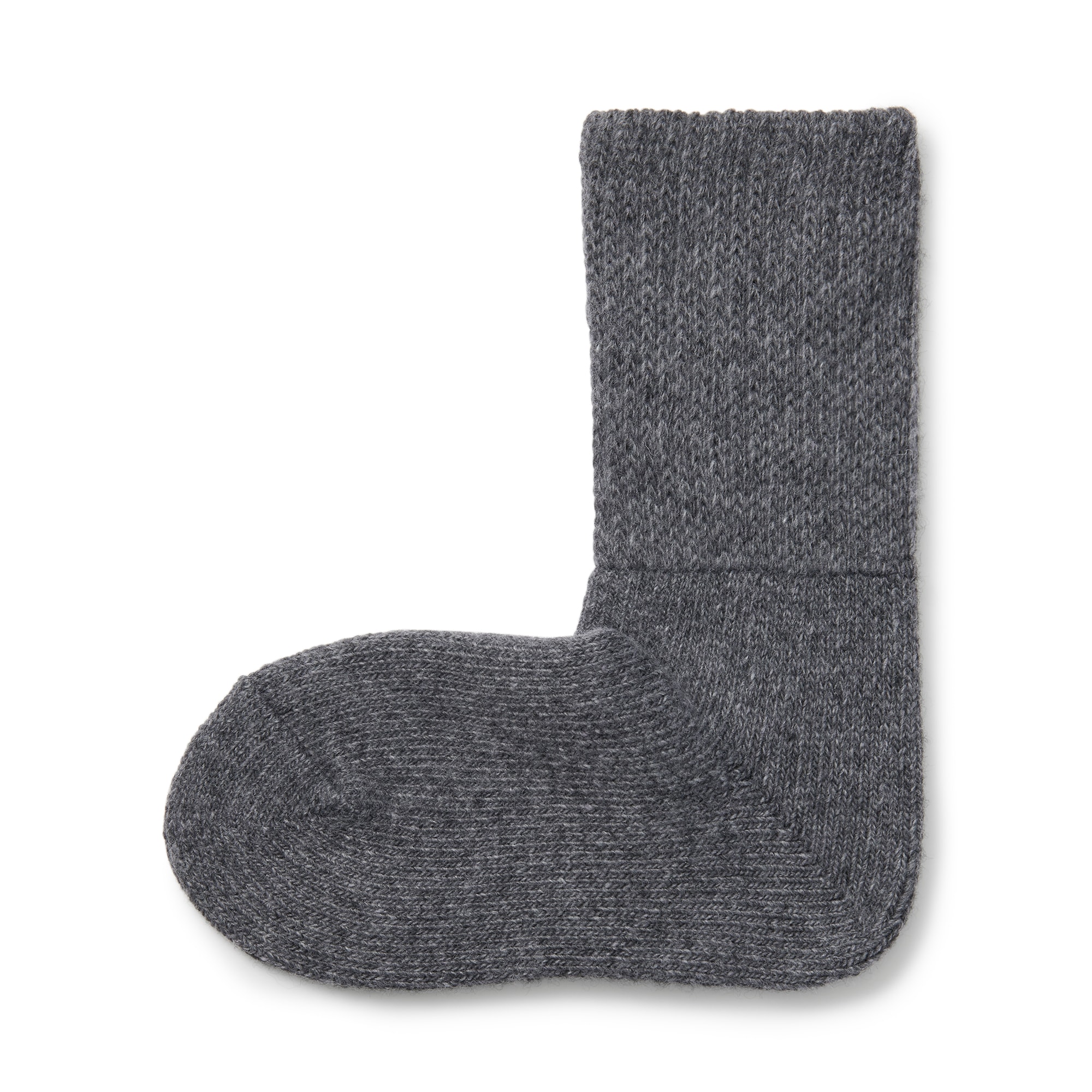 足なり直角　履き口やわらか　ヤク混　ルームソックス