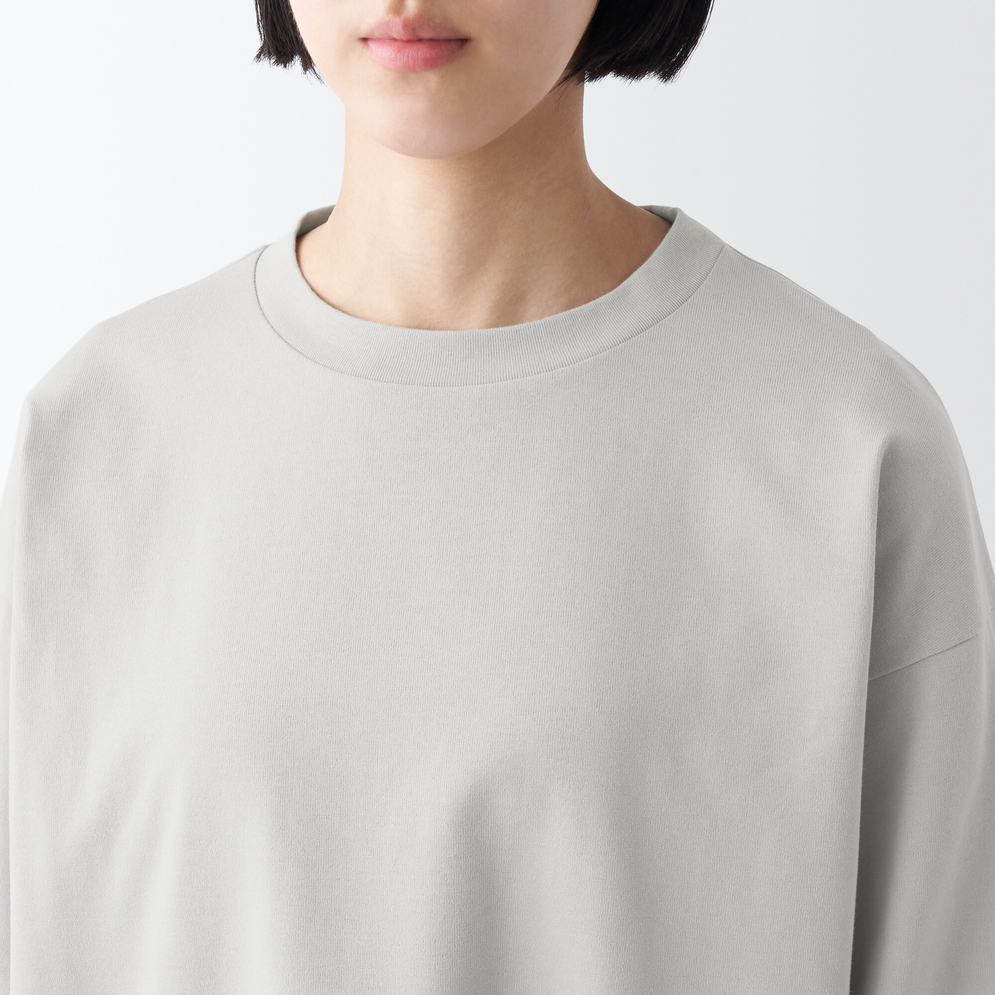 天竺編みクルーネック長袖Ｔシャツ