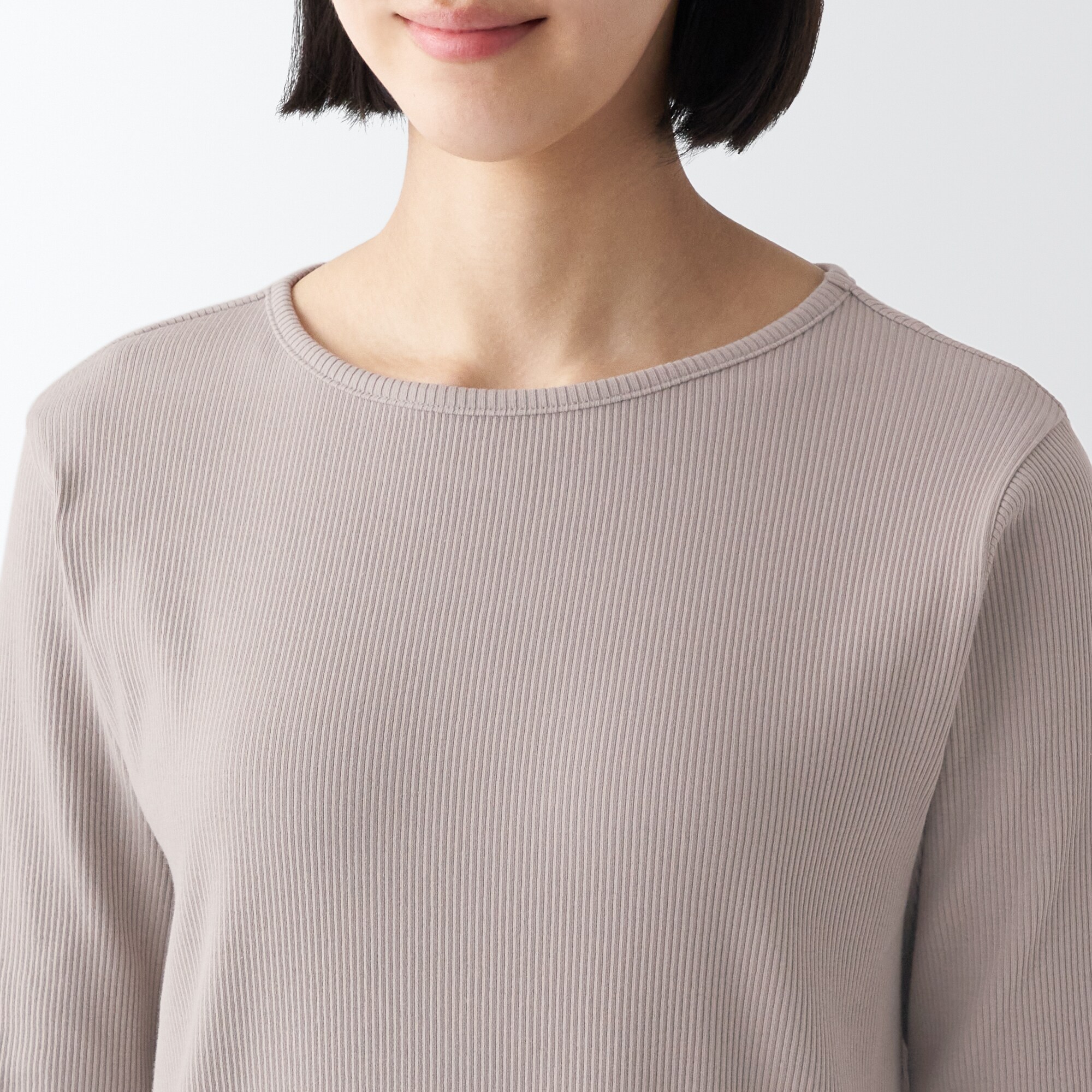 ストレッチリブ編み七分袖チュニック