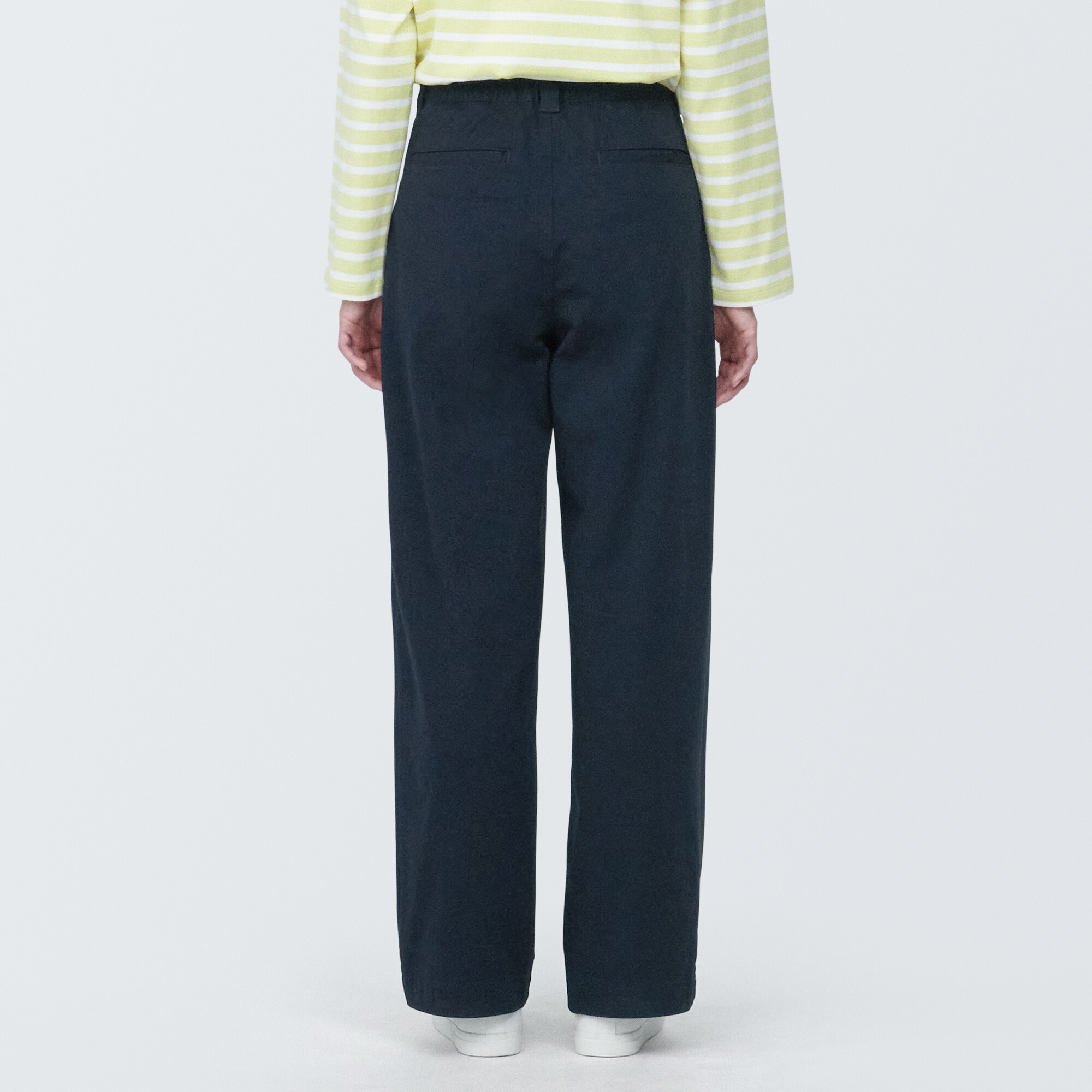 婦人　縦横ストレッチチノタックワイドパンツ　股下長め