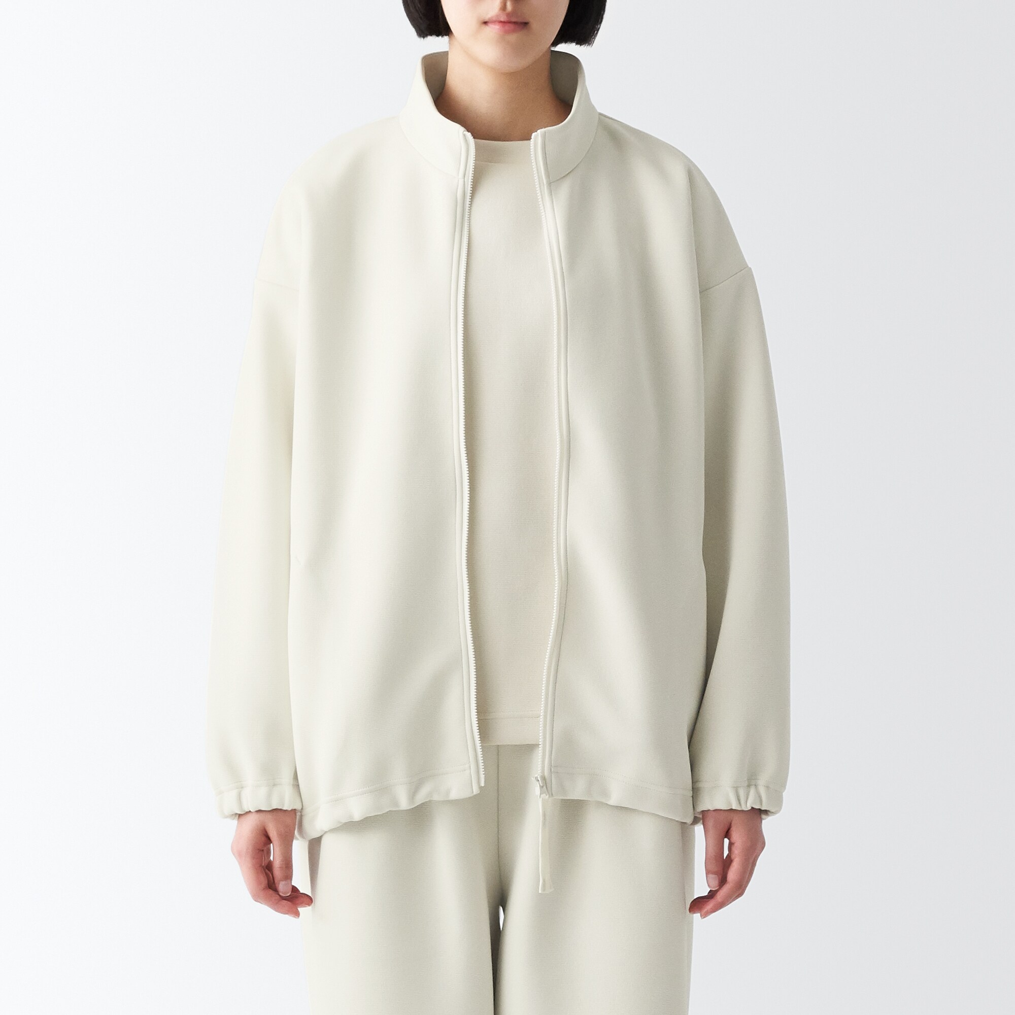 二重編みスウェットブルゾン