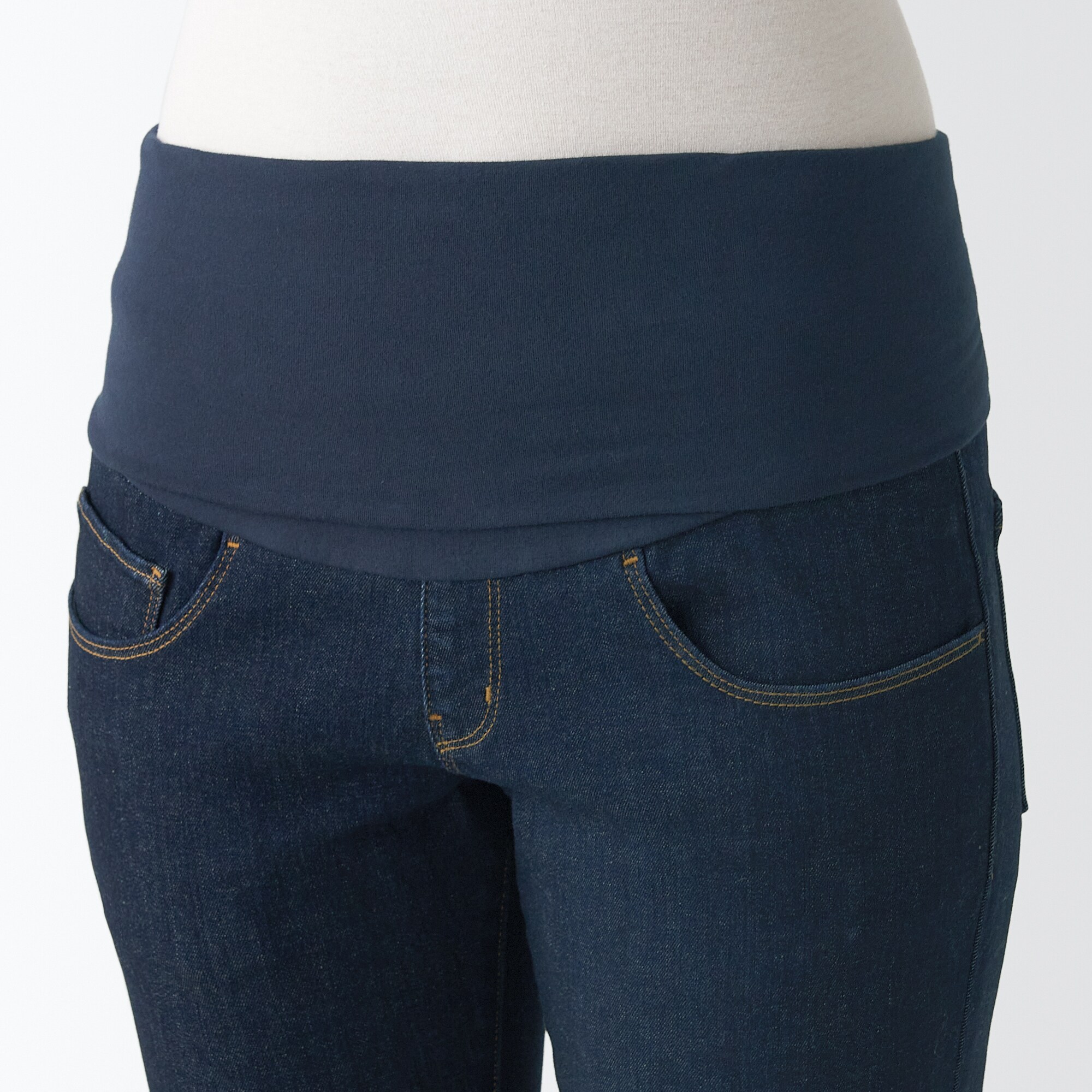 縦横ストレッチデニム産後もはけるスリムストレートパンツ