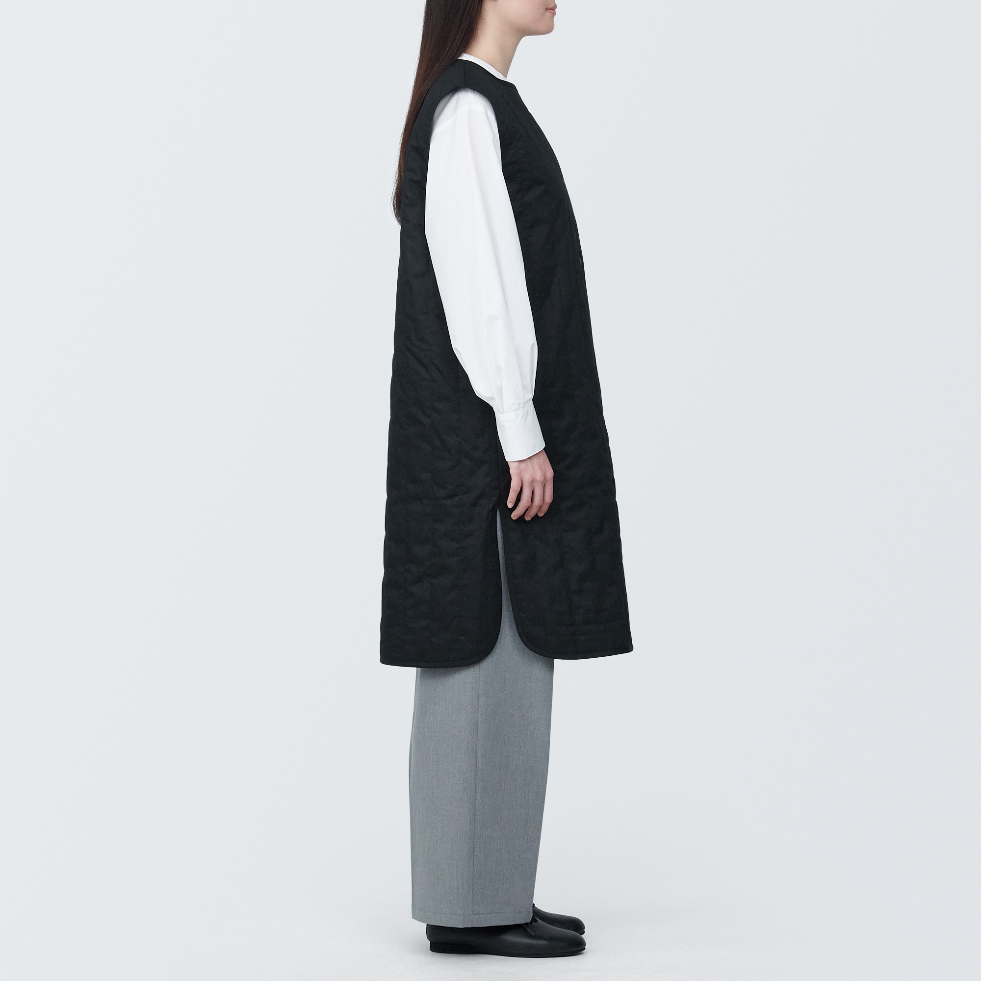 婦人　木の実から作ったカポック混中わたロングジレ