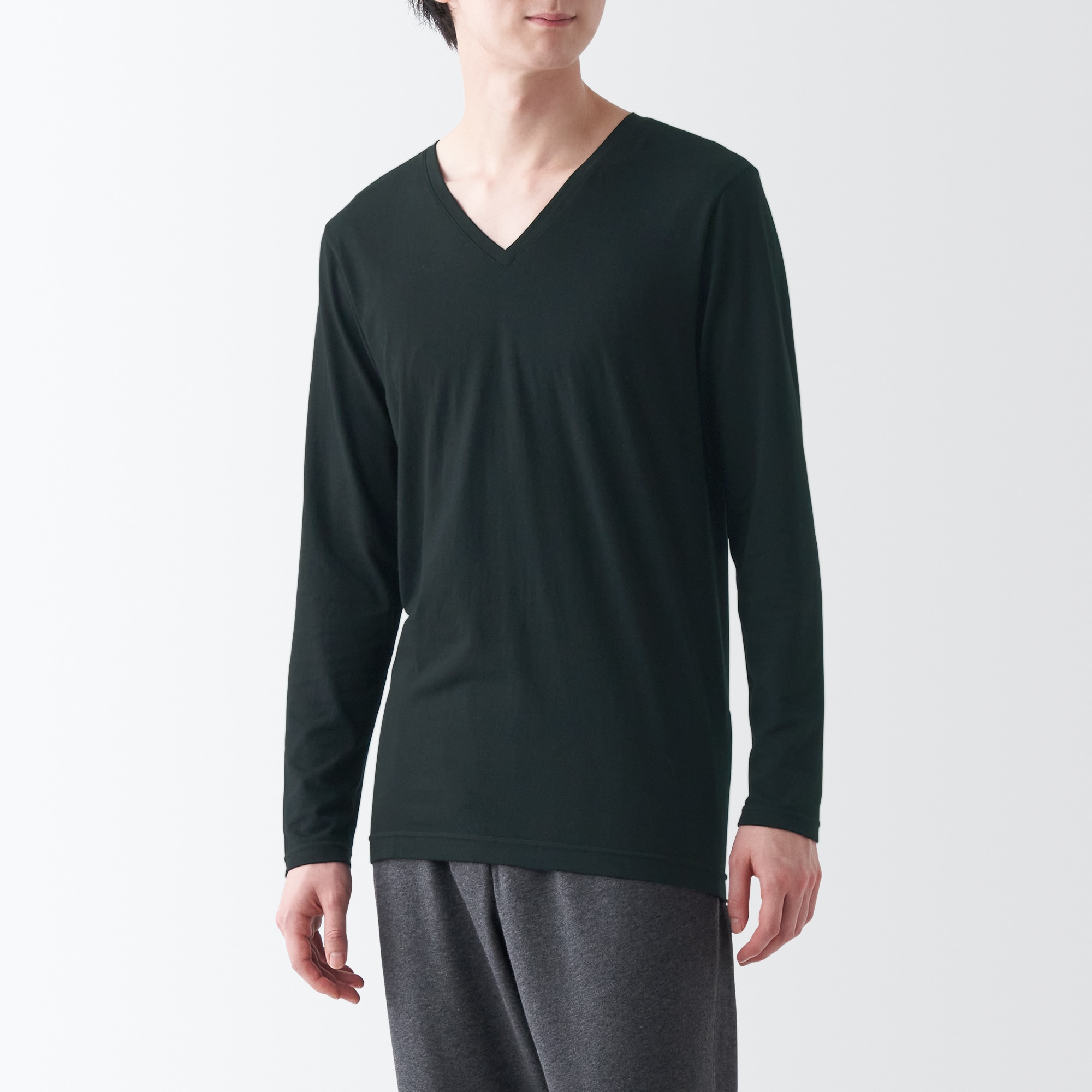 あったか綿　Ｖネック長袖Ｔシャツ