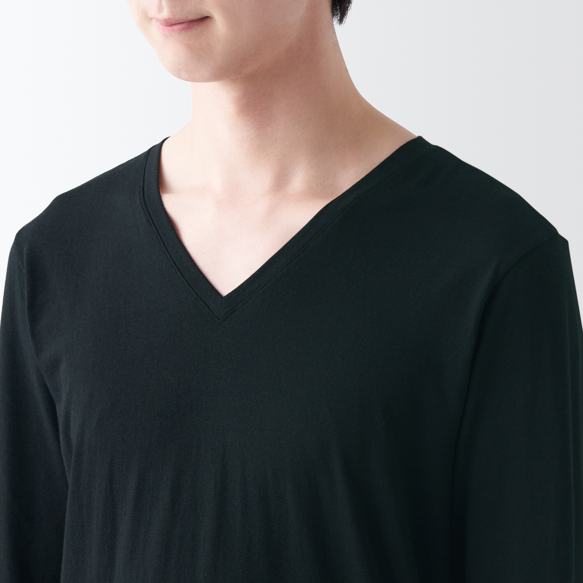 あったか綿　Ｖネック長袖Ｔシャツ