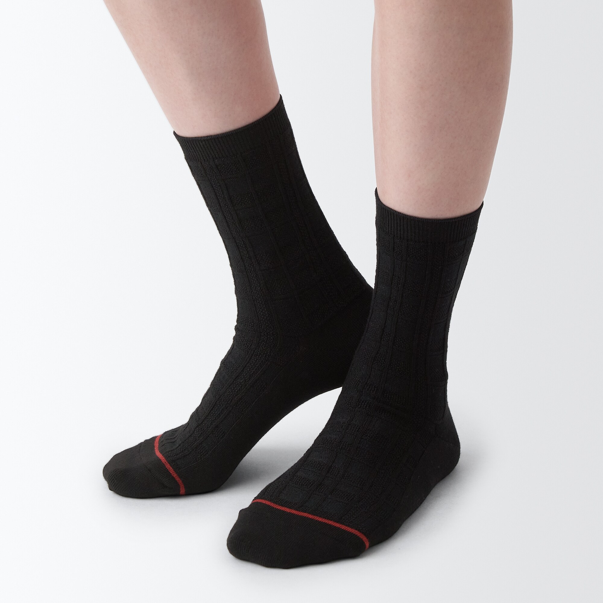 足なり直角　履き口やわらか　あったか綿　柄編み靴下（ウール入り／婦人）