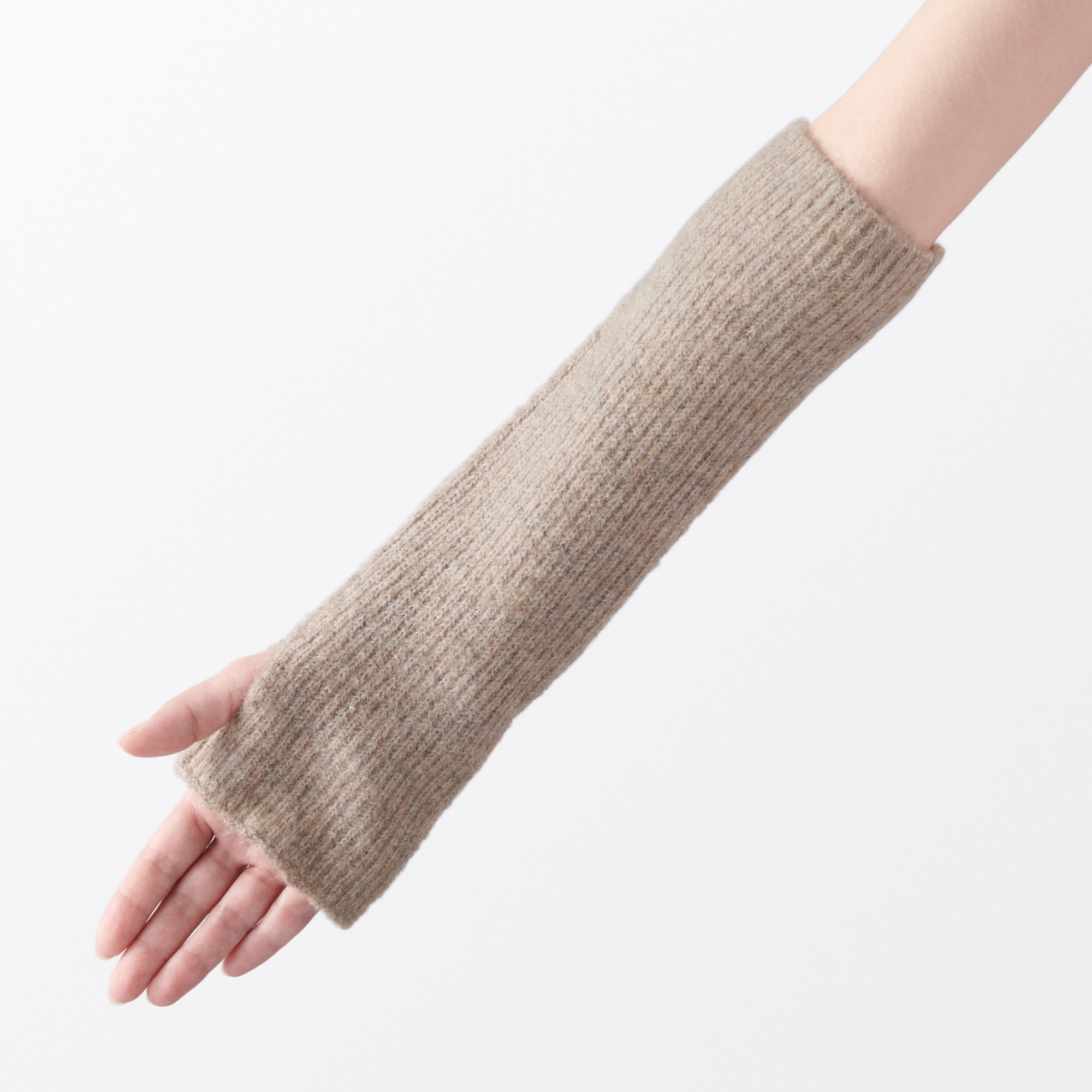 再生ポリエステル混　リブ編み　足にも使えるアームウォーマー