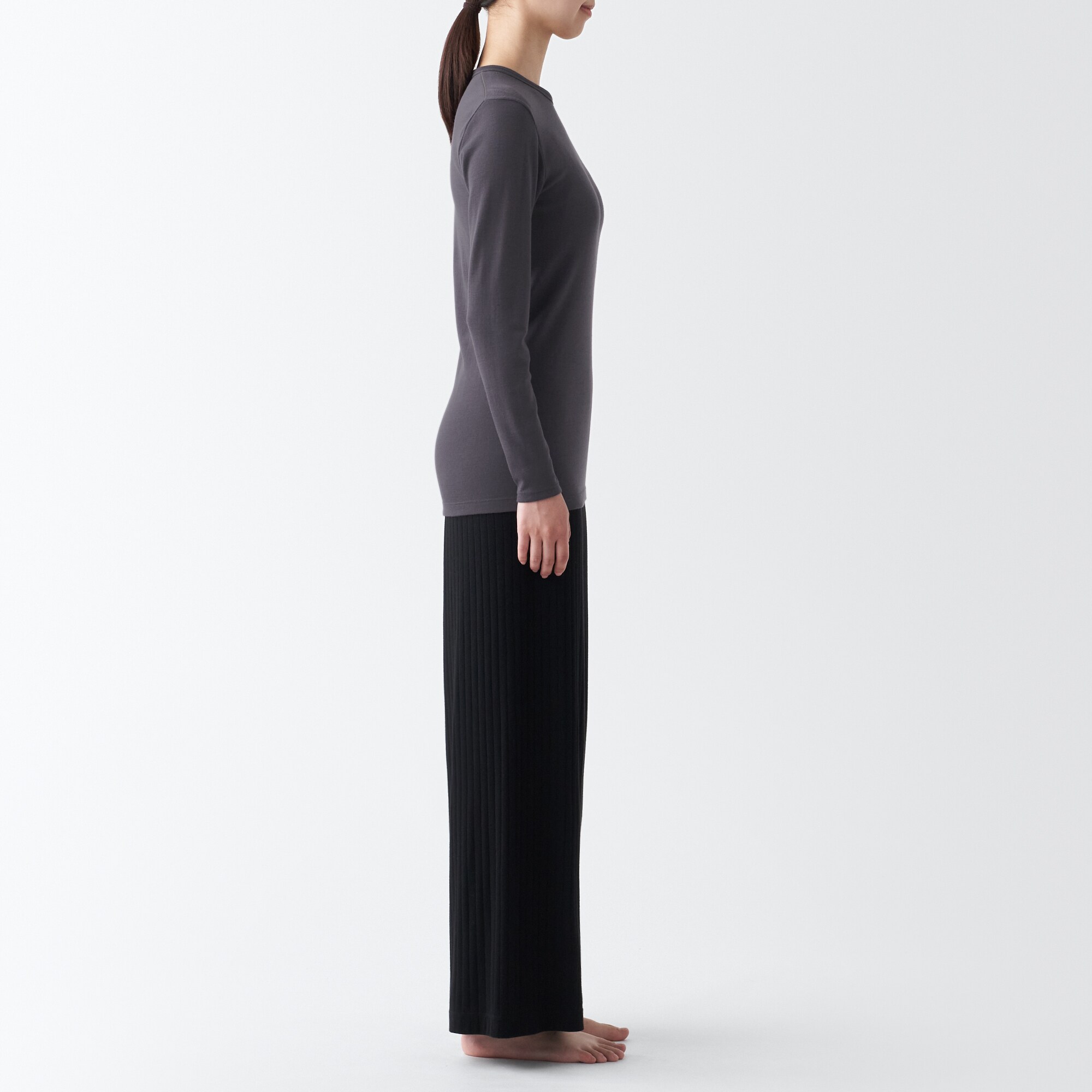 ウールクルーネック長袖Ｔシャツ