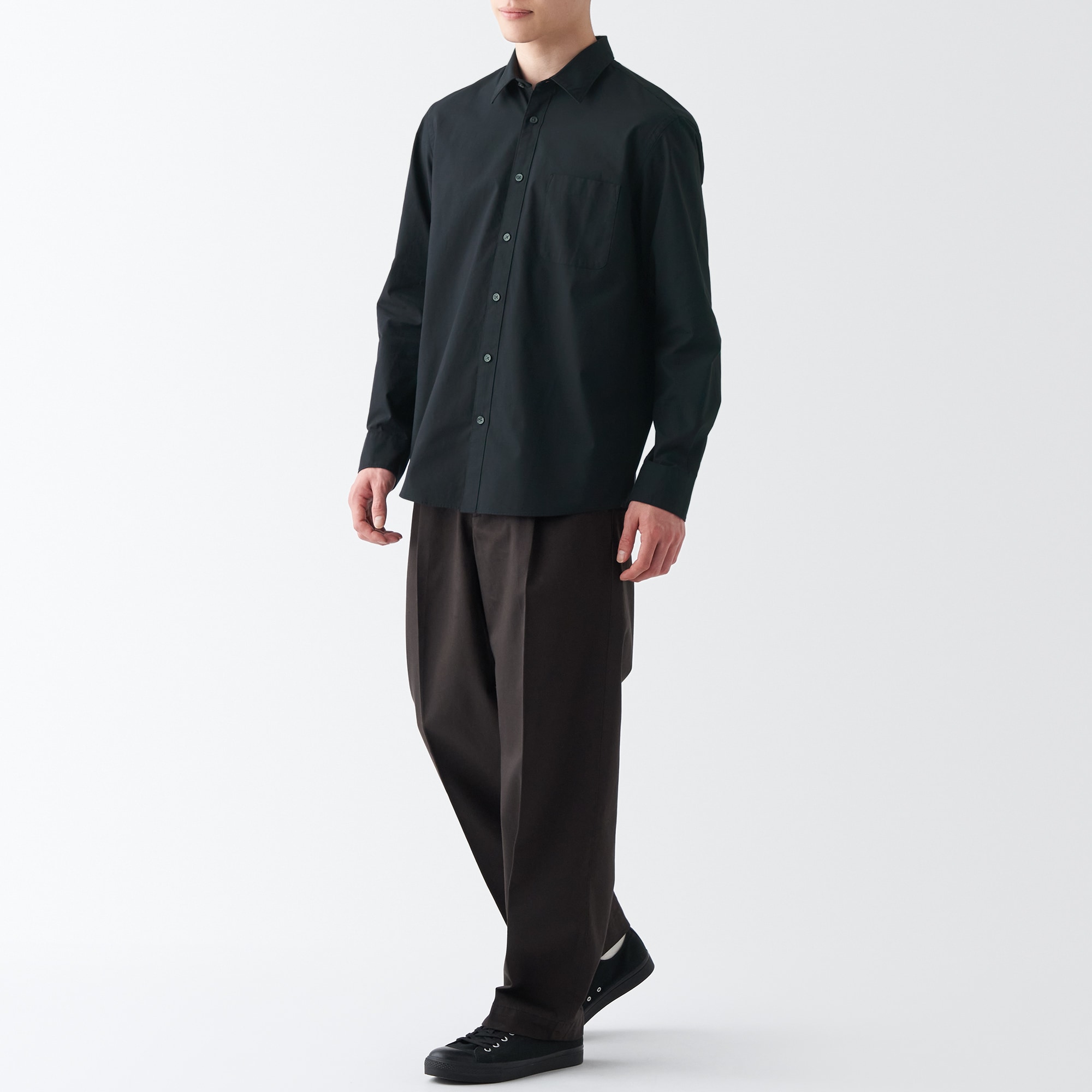 洗いざらしブロード長袖シャツ