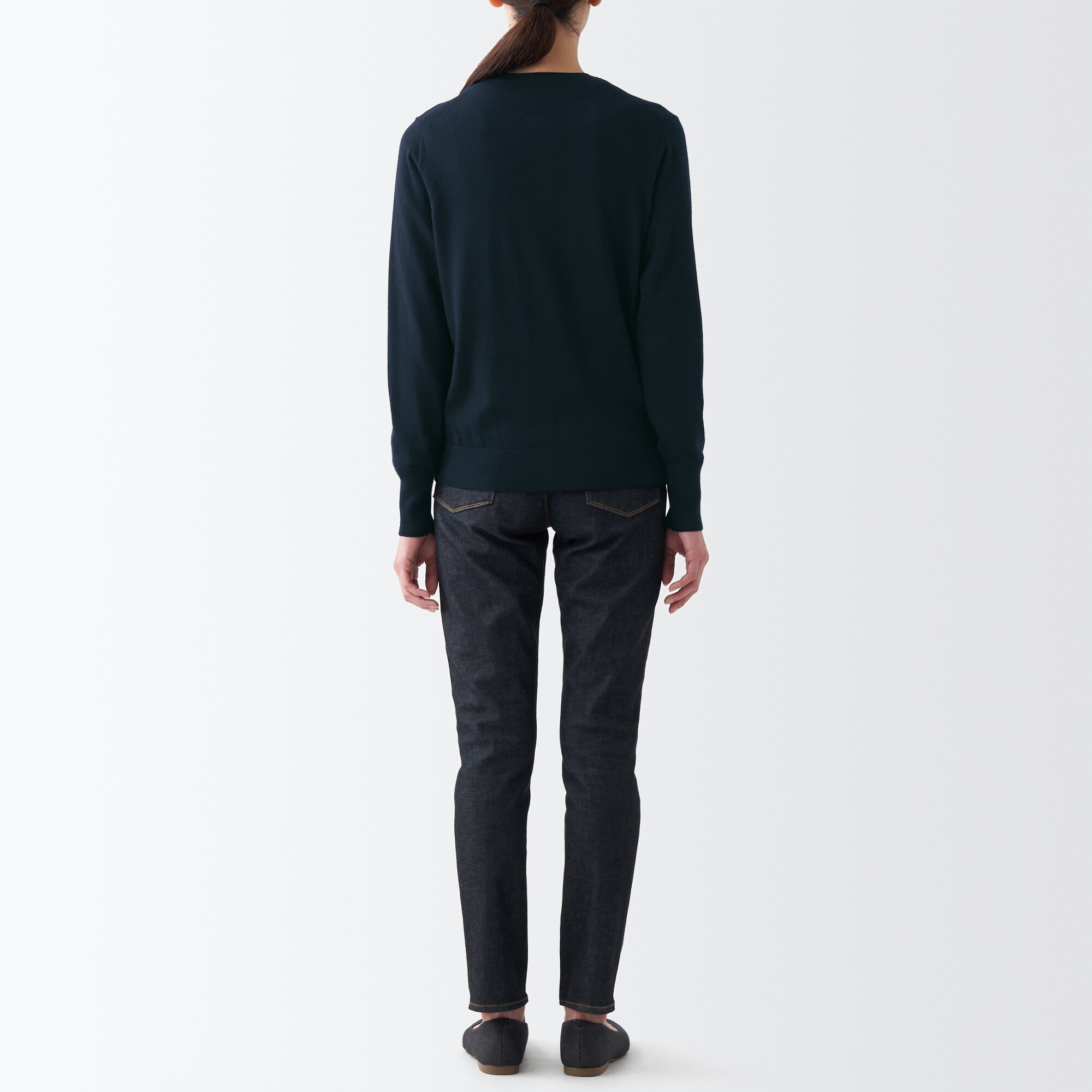 メリノウールクルーネックカーディガン