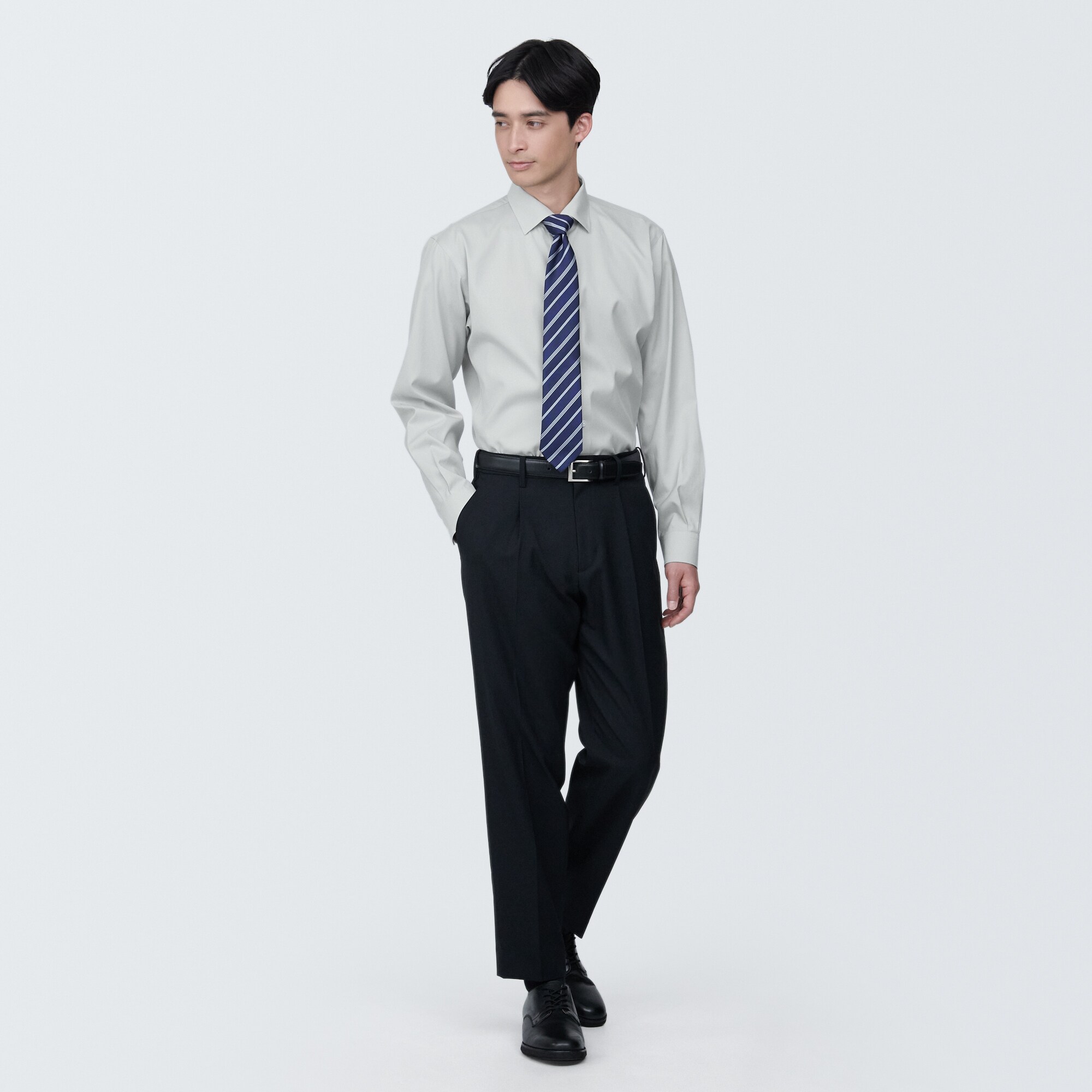 紳士　ノンアイロンセミワイドカラー長袖シャツ