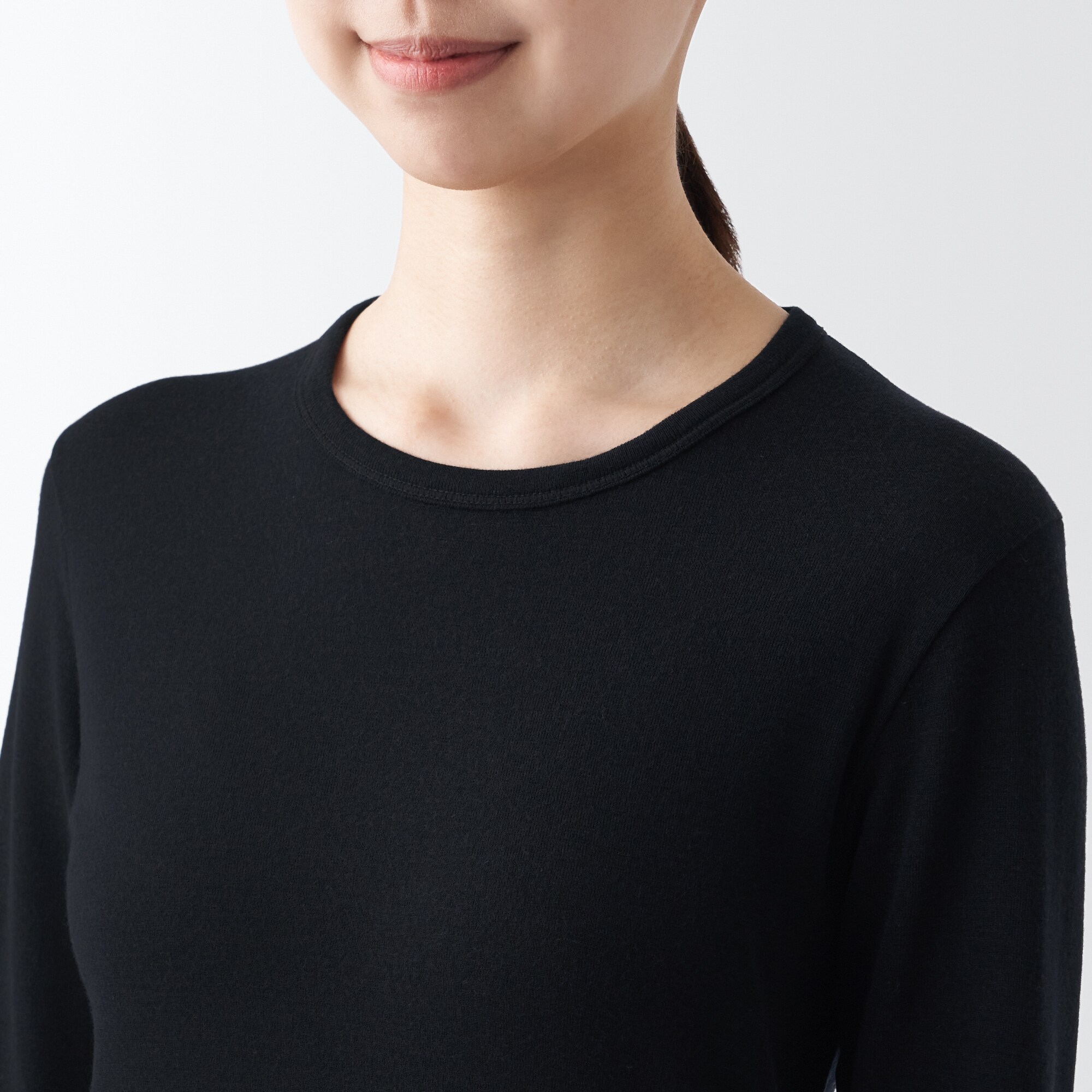 ウールクルーネック長袖Ｔシャツ