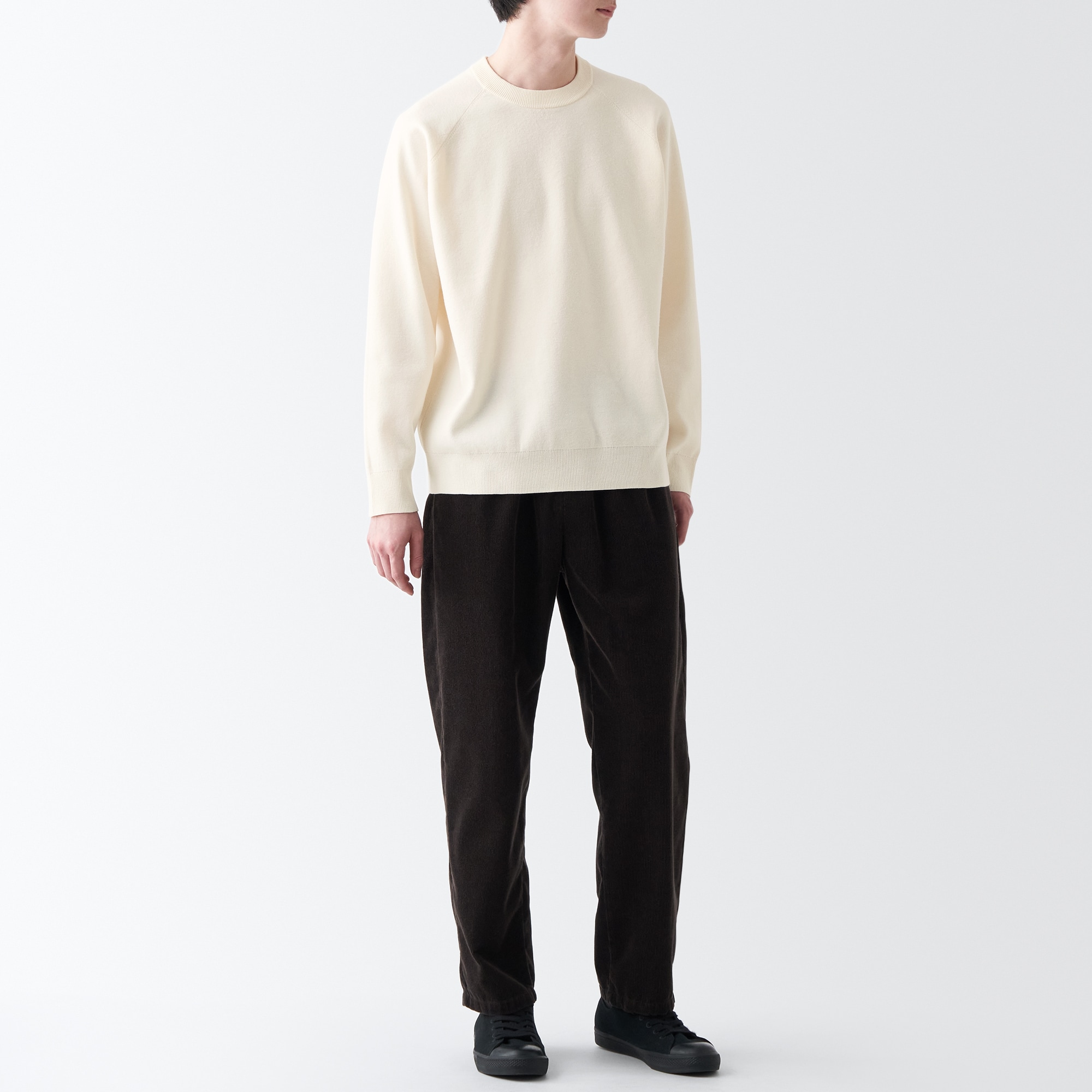 洗えるミラノリブ編みクルーネックワイドセーター（紳士）