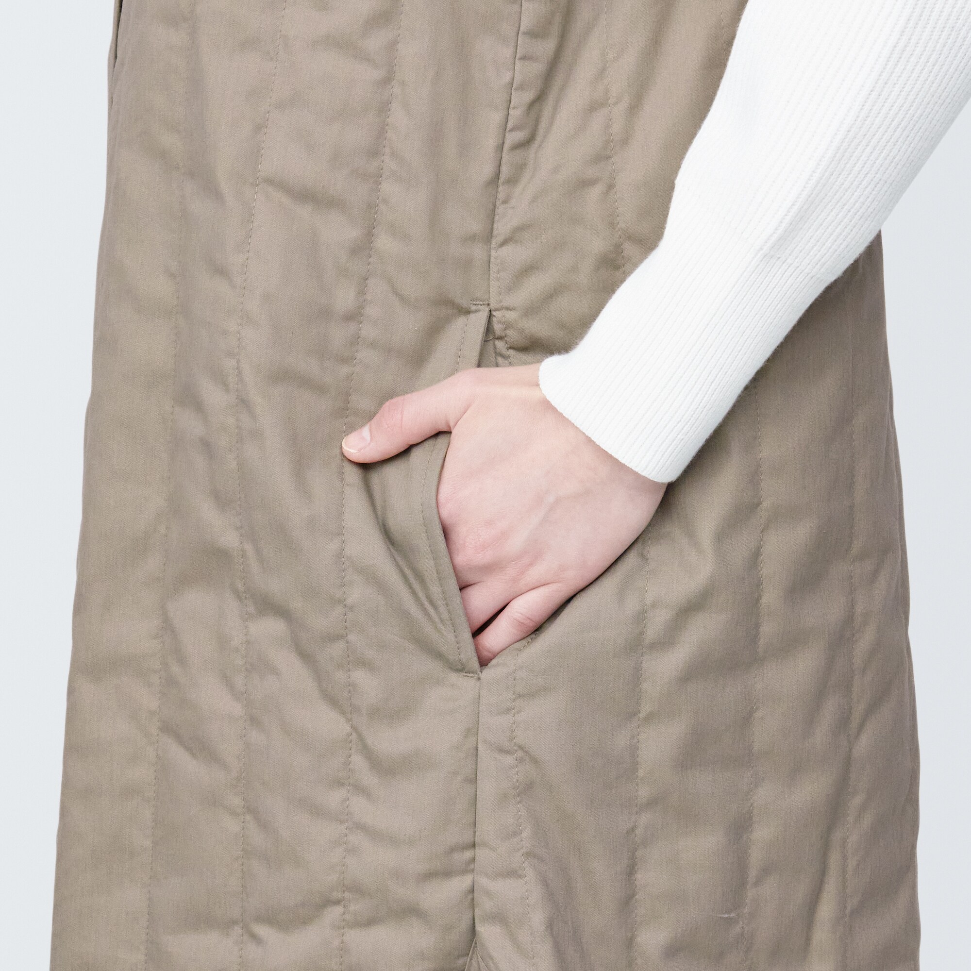 婦人　木の実から作ったカポック混中わたロングジレ