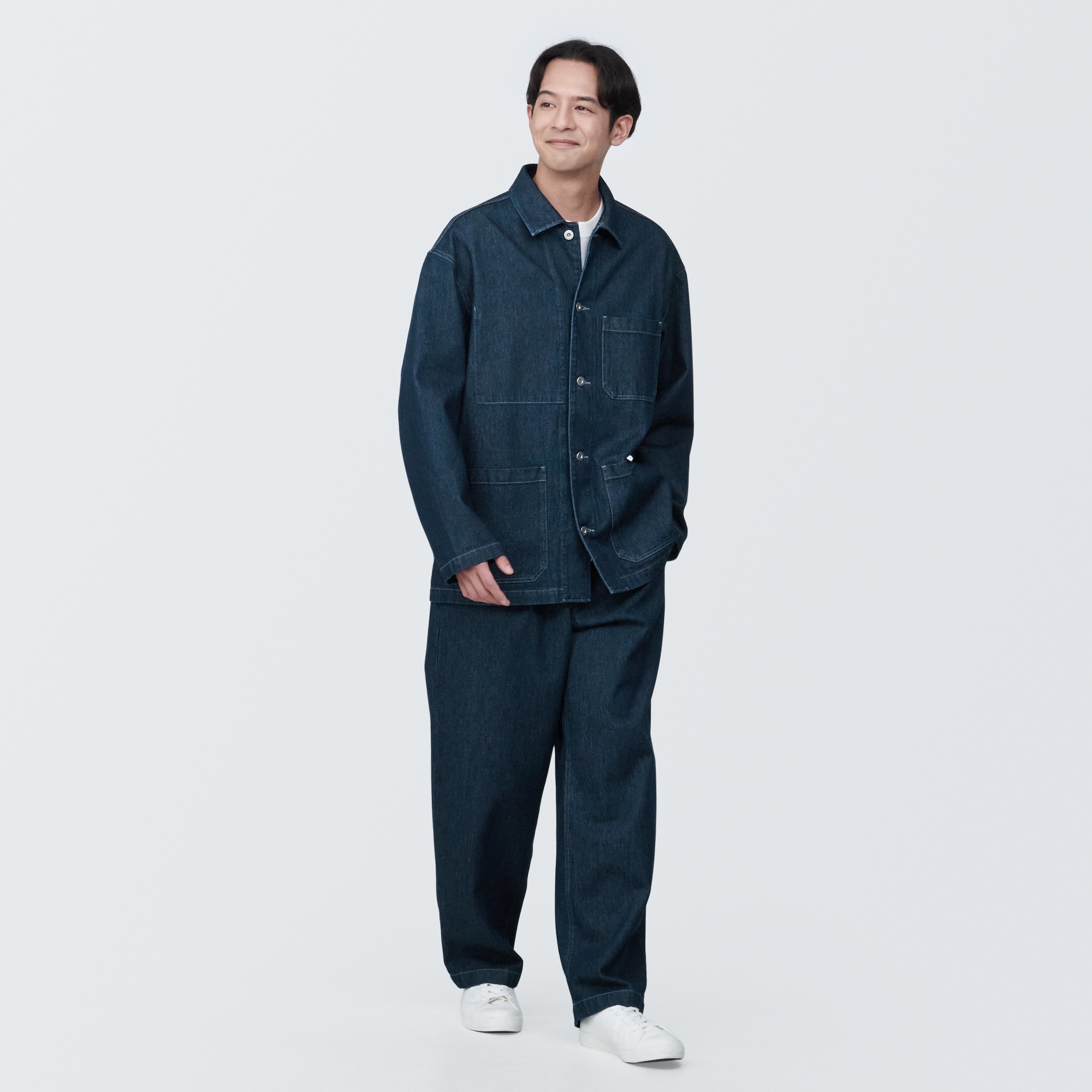 紳士　木の実から作ったカポック混デニム　カバーオール