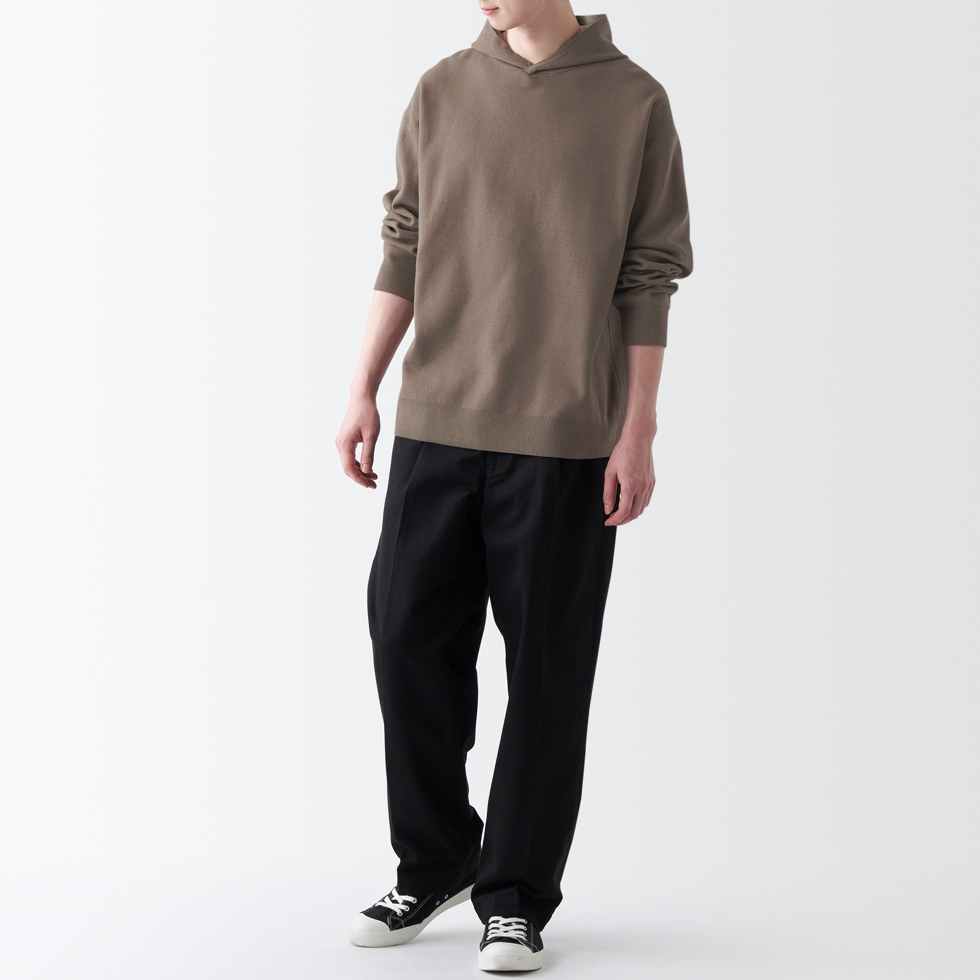 洗えるミラノリブ編みワイドプルパーカ（紳士）