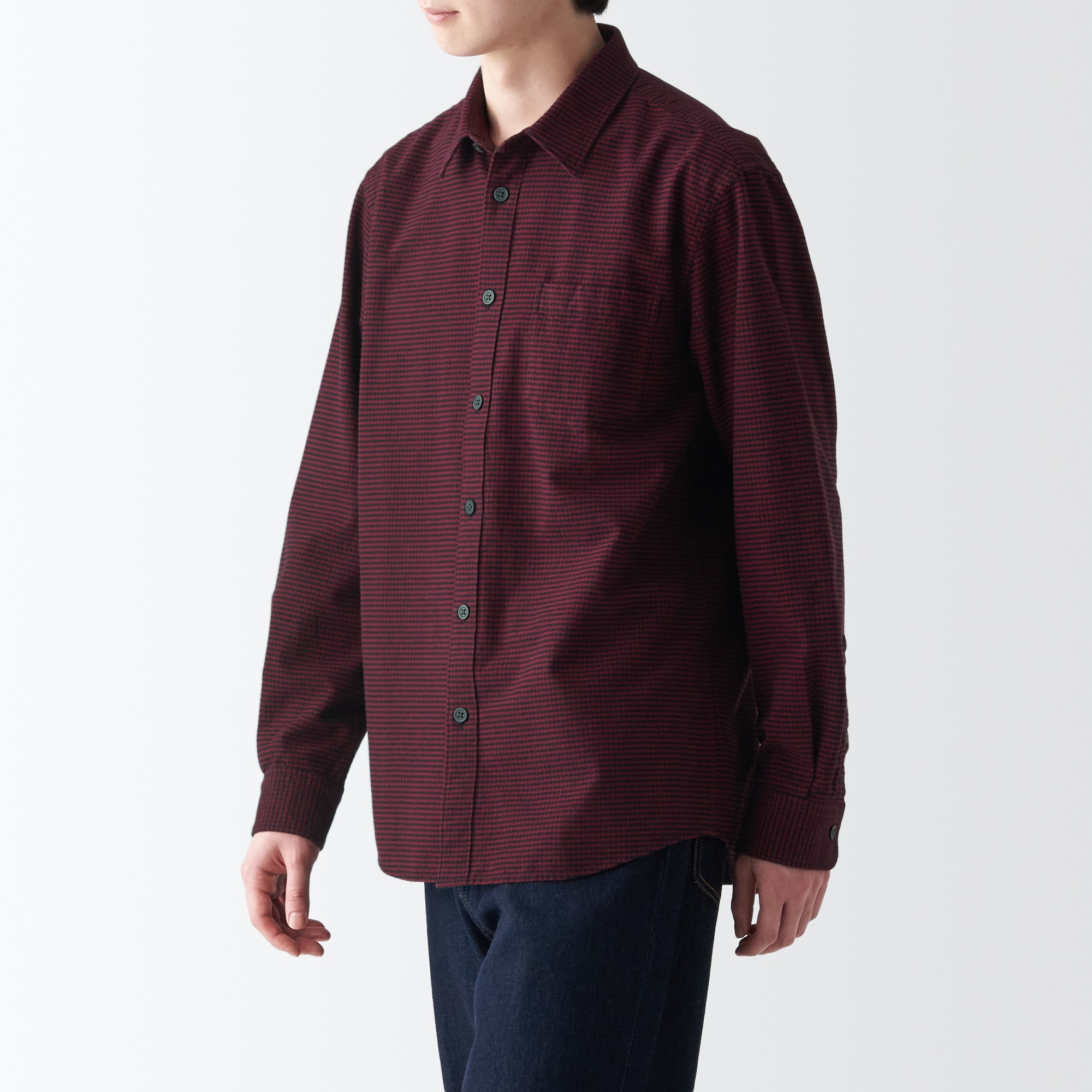 両面起毛フランネル長袖シャツ