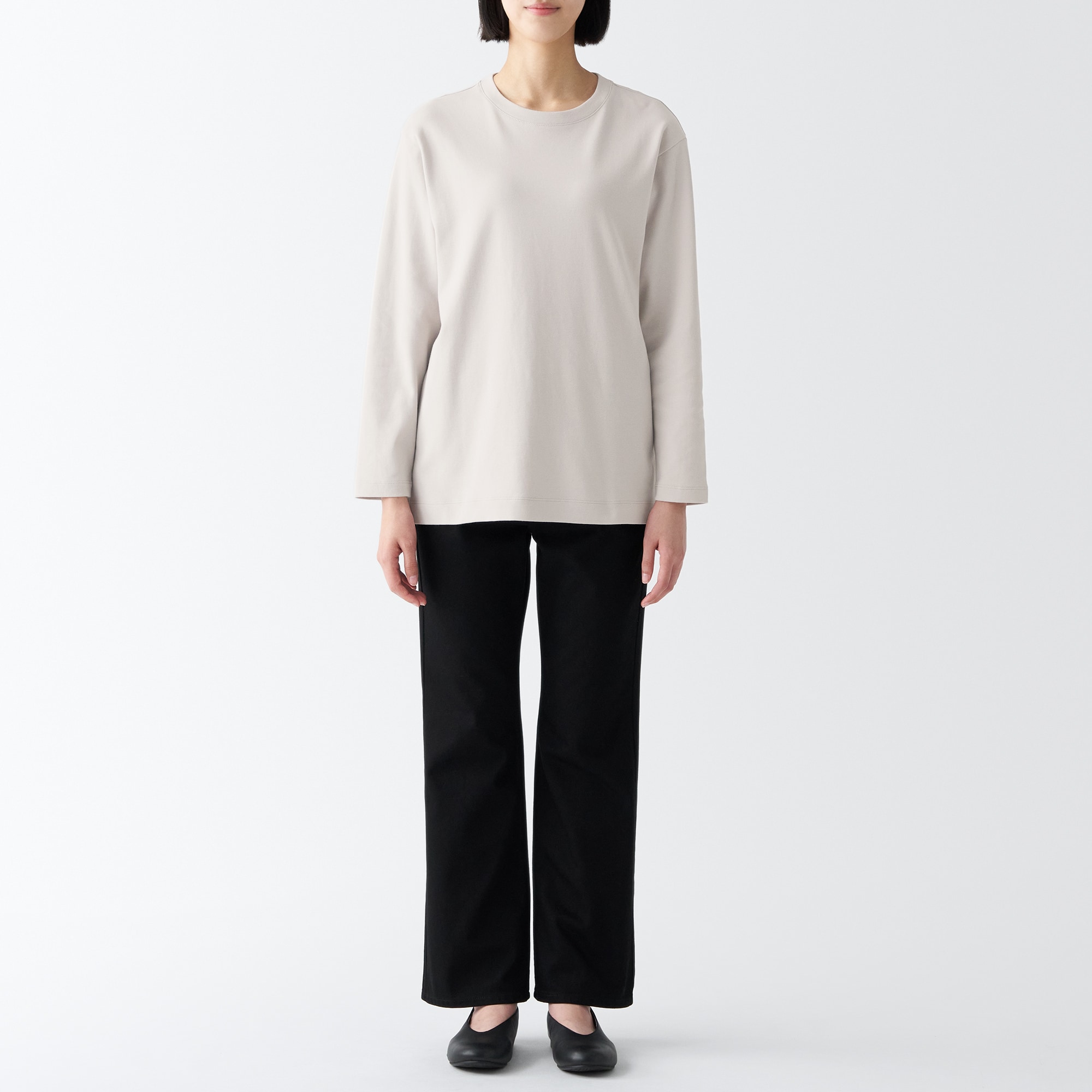 スムース編みロング丈長袖Ｔシャツ