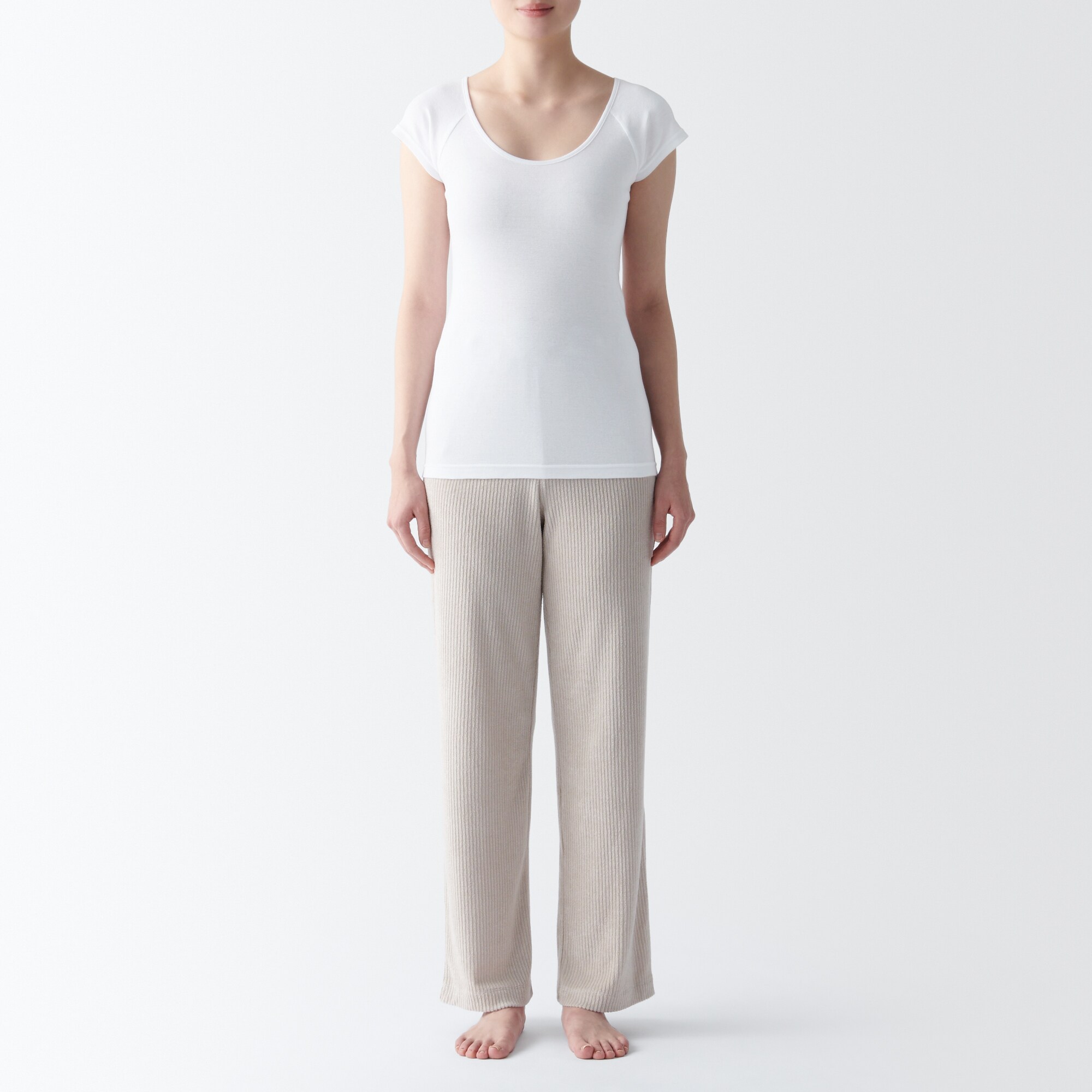 婦人　フライス編みフレンチスリーブＴシャツ