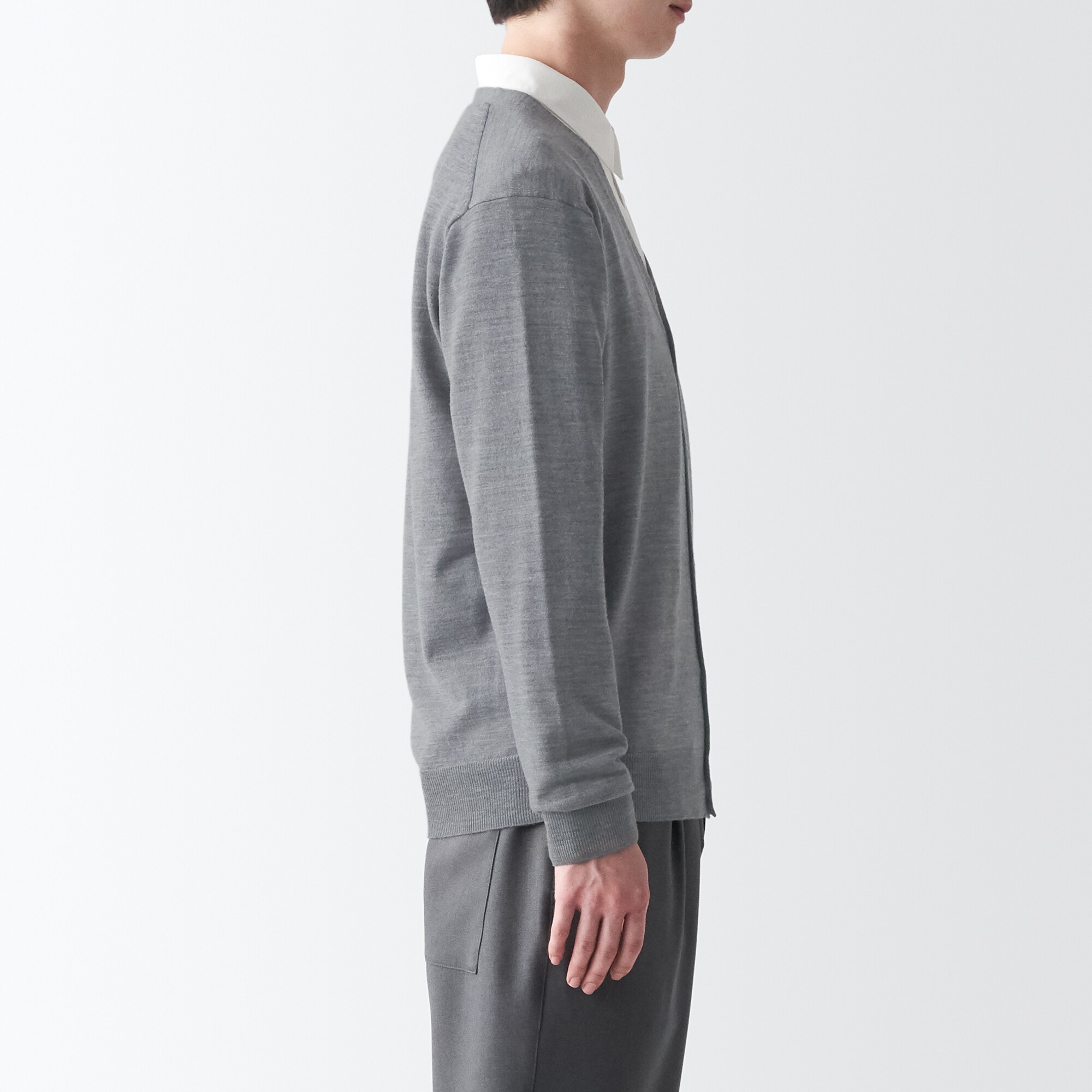 洗えるウールハイゲージＶネックカーディガン