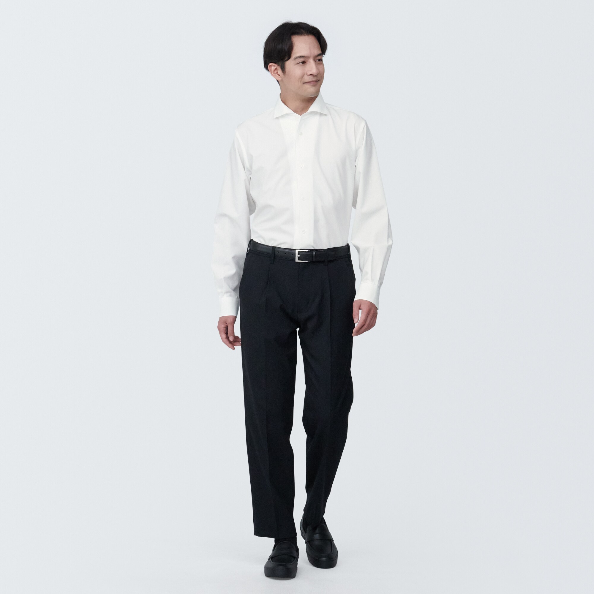 紳士　ノンアイロンカッタウェイカラー長袖シャツ