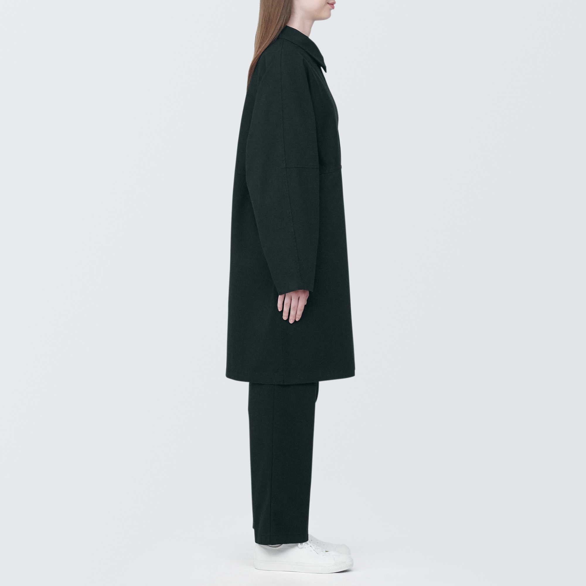 燃えにくい素材を使ったステンカラーコート