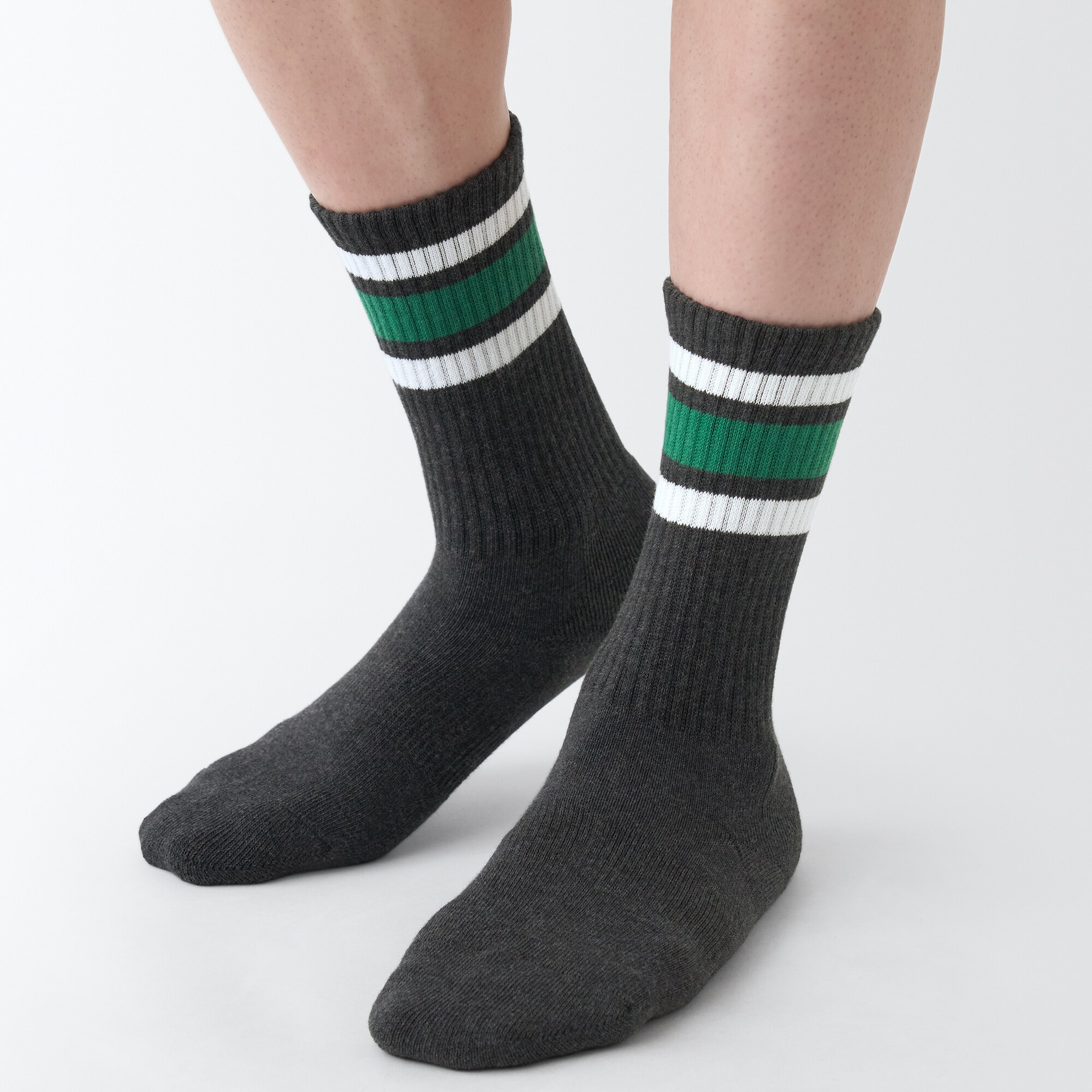 足なり直角　パイル編み　厚手靴下（ライン／紳士）