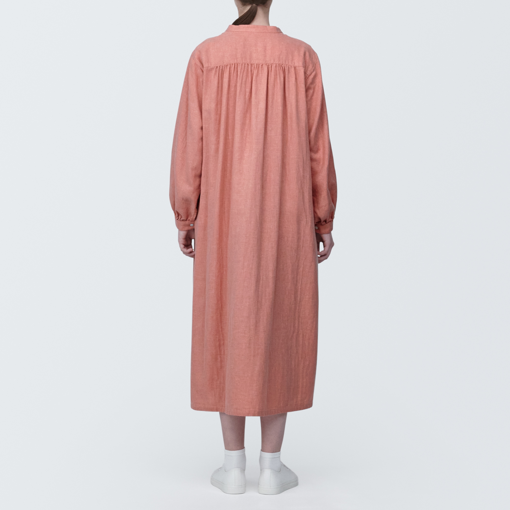 婦人　カポック混二重ガーゼ　長袖ワンピース