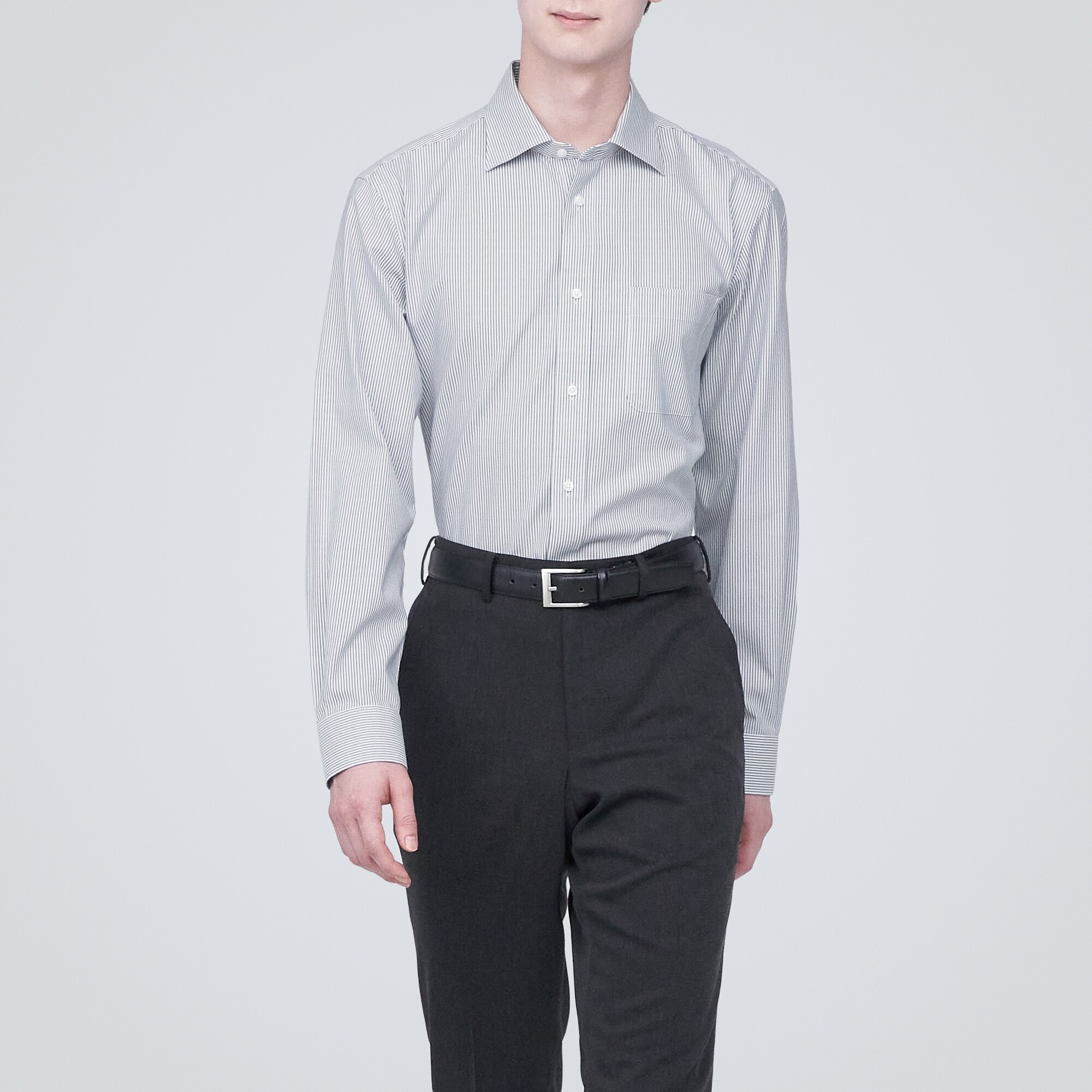 ノンアイロンビジネスセミワイドカラー長袖シャツ