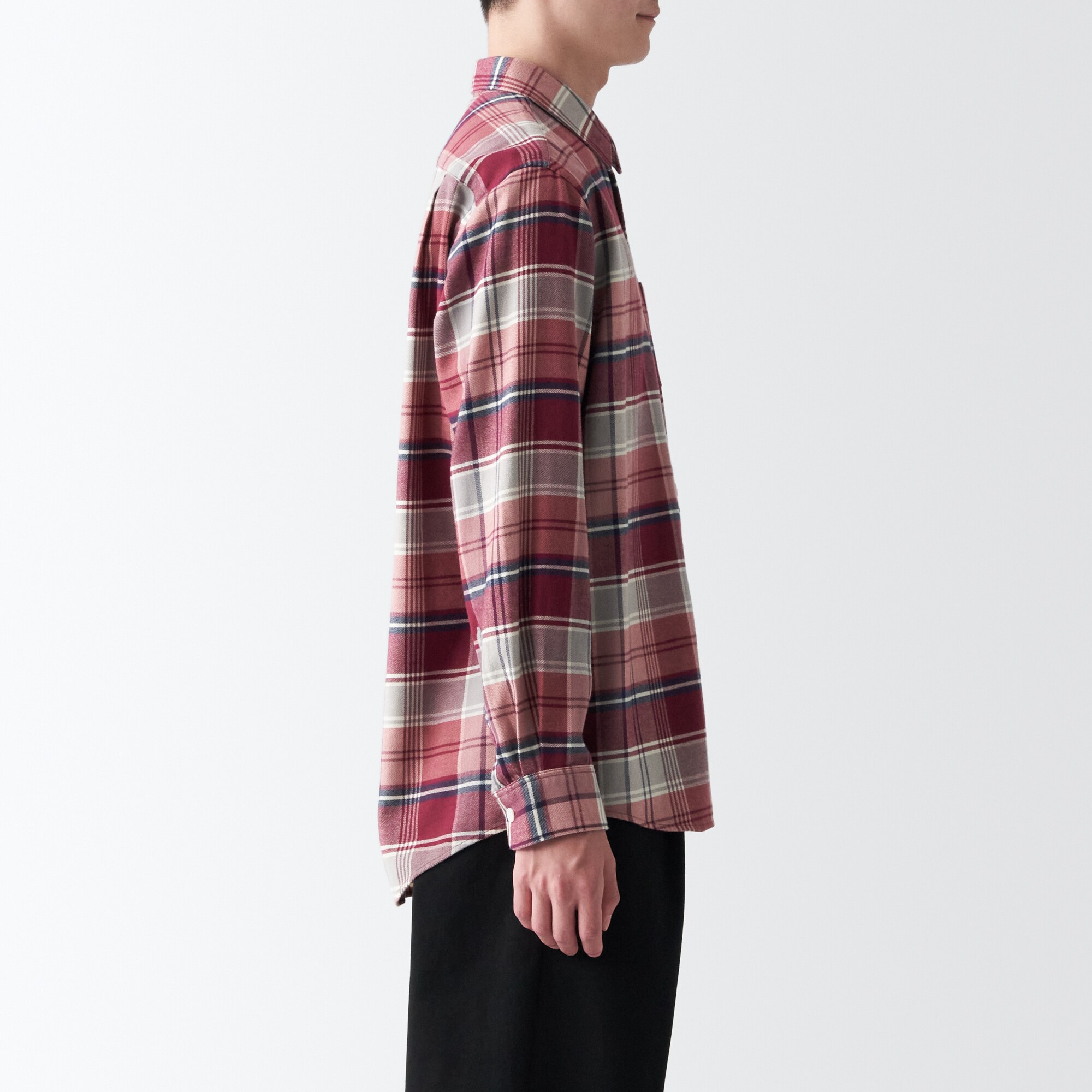 両面起毛フランネル長袖シャツ